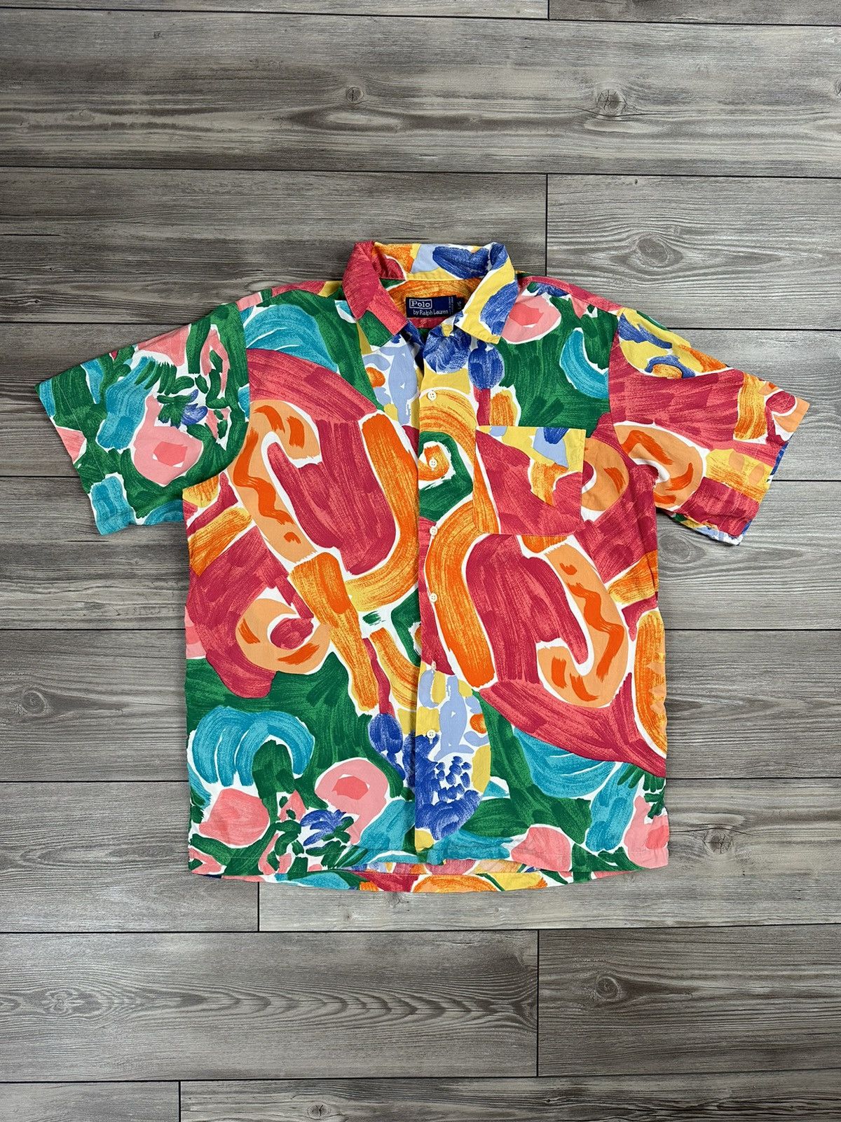 Vintage Polo Ralph Lauren Abstract Paint Stroke Button Up