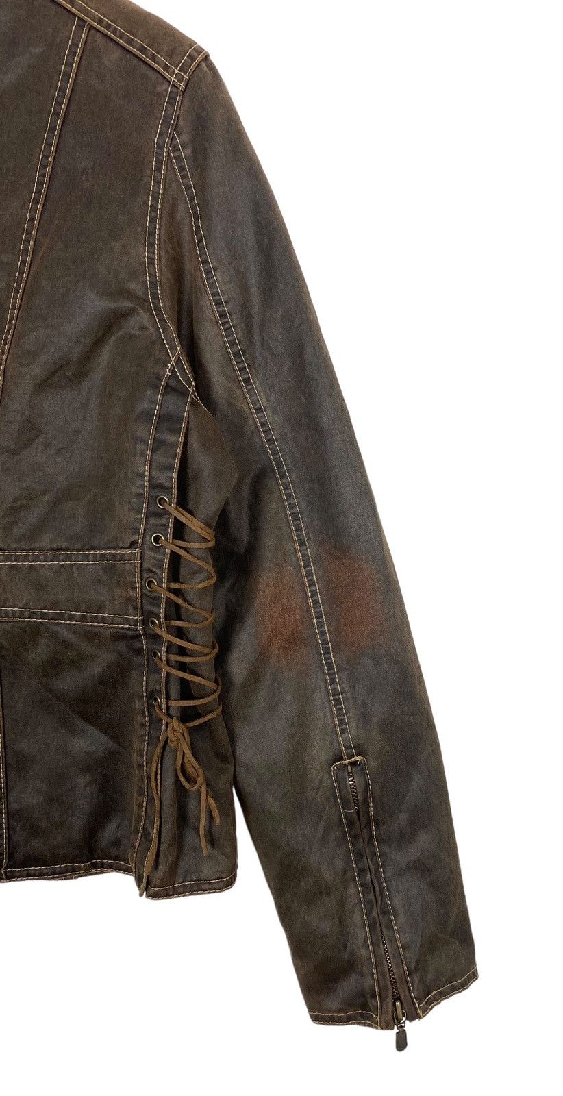 Hard Rock Cafe Hard Rock Cafe Baltimore Brown Motorcycle Tied Sides Jacket Size S / US 4 / IT 40 - 12 Thumbnail