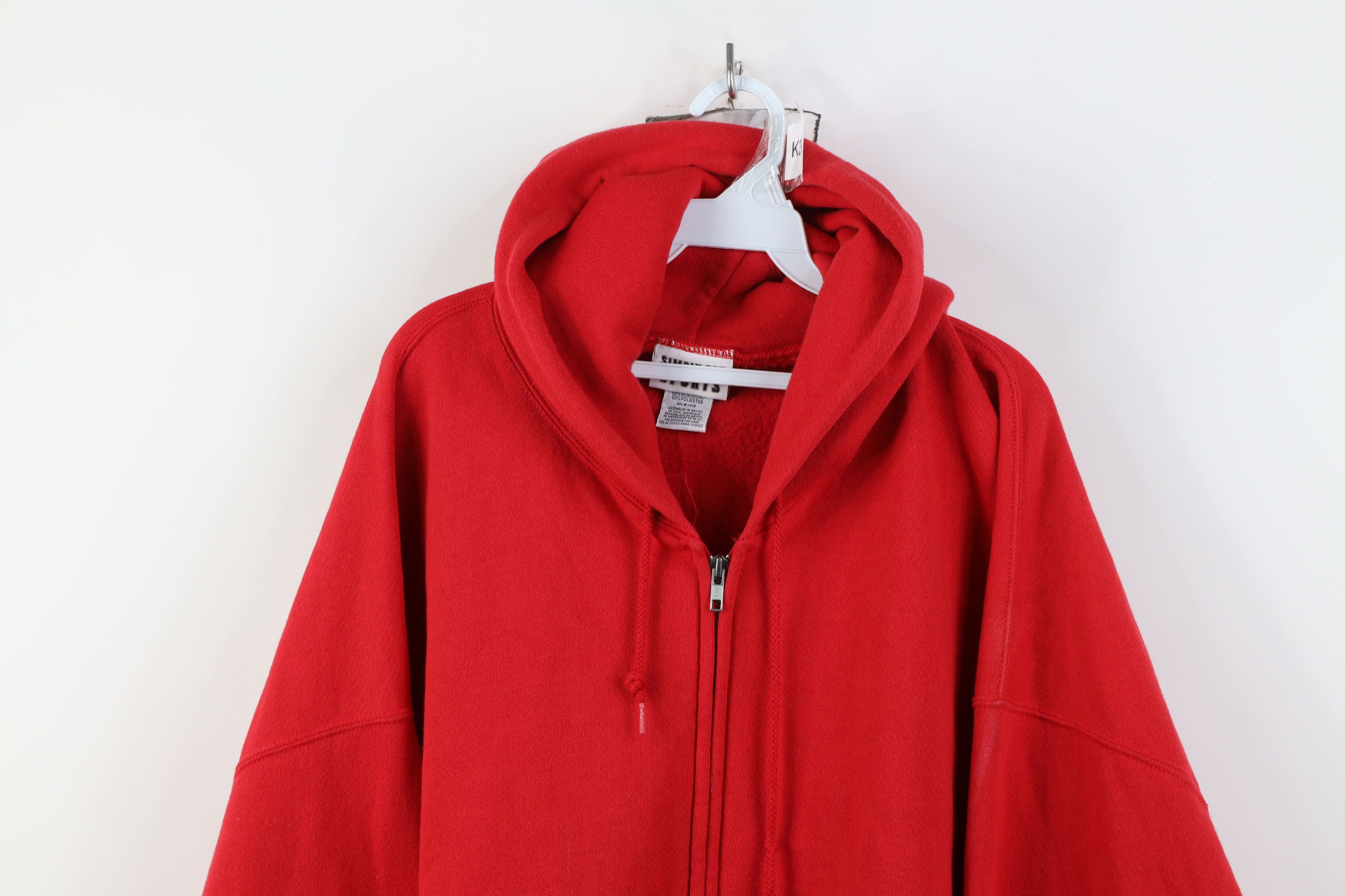 Vintage Vintage 90s Streetwear Blank Heavyweight Full Zip Hoodie Red Size US XXL / EU 58 / 5 - 2 Thumbnail