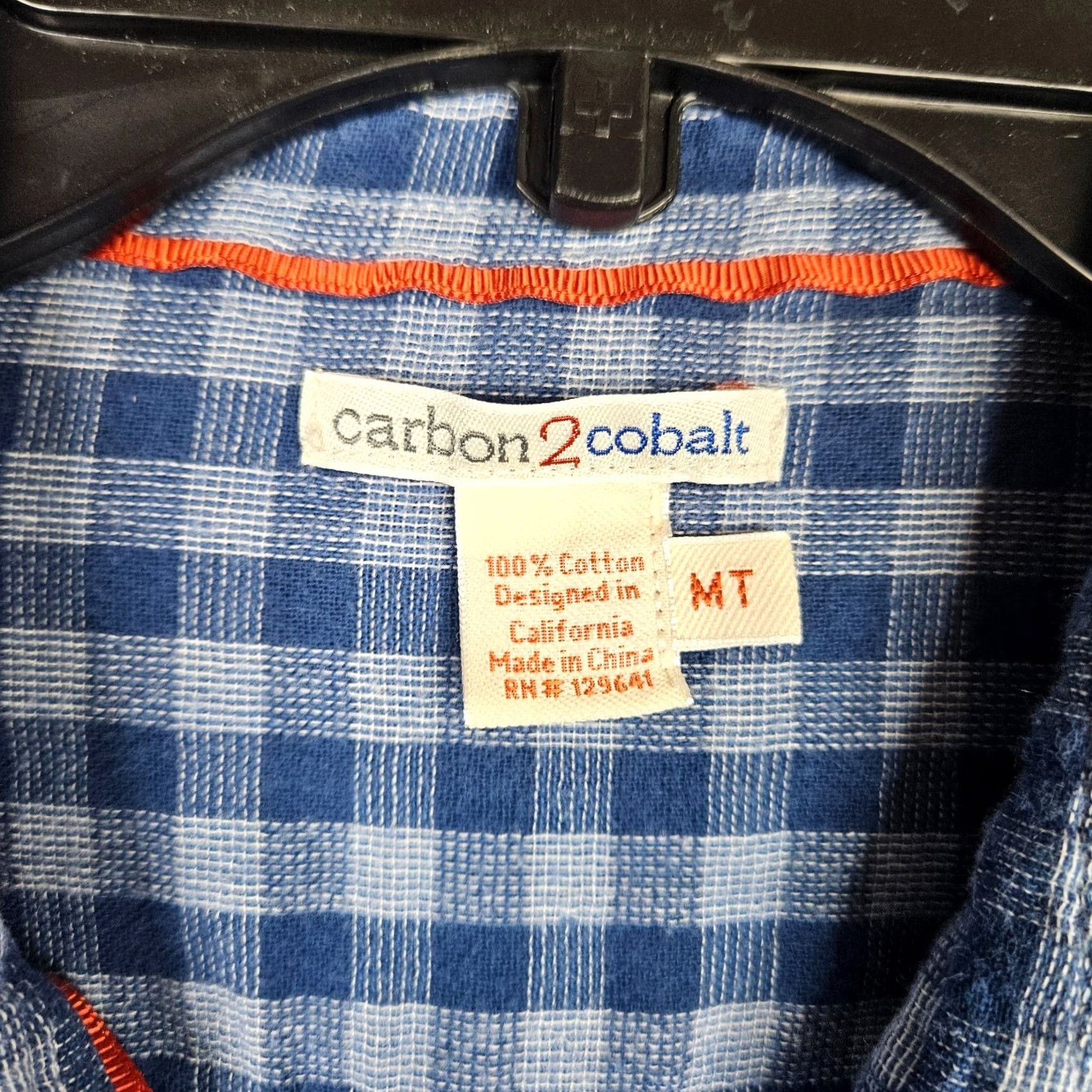 Carbon Carbon Shirt Mens MT Blue cobalt Men Plaid Button Long sleeve Cotton Size Size US M / EU 48-50 / 2 - 4 Thumbnail
