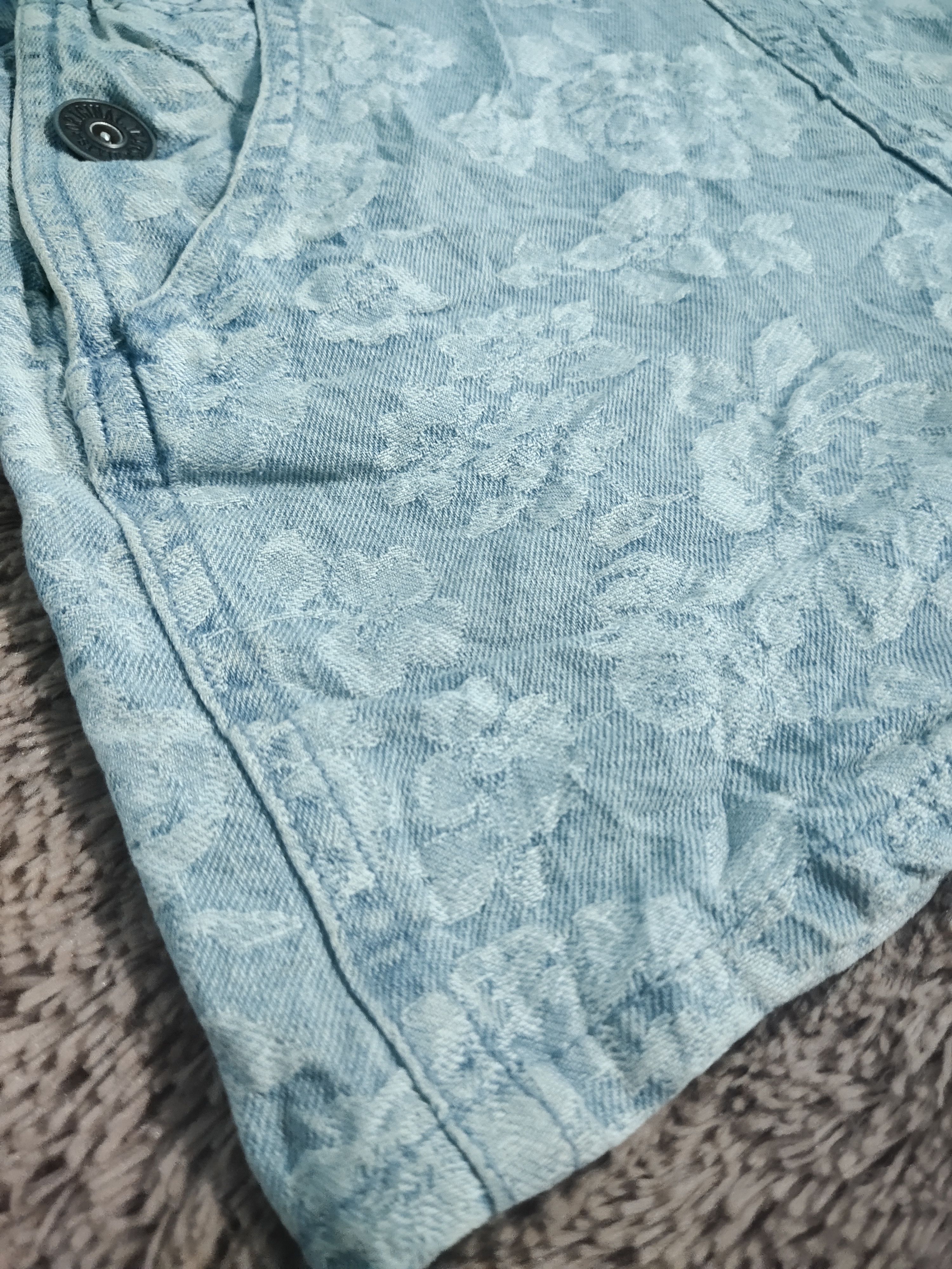 Japanese Brand Dungarees Denim Floral Print Short Skirt Size 32" / US 10 / IT 46 - 5 Thumbnail