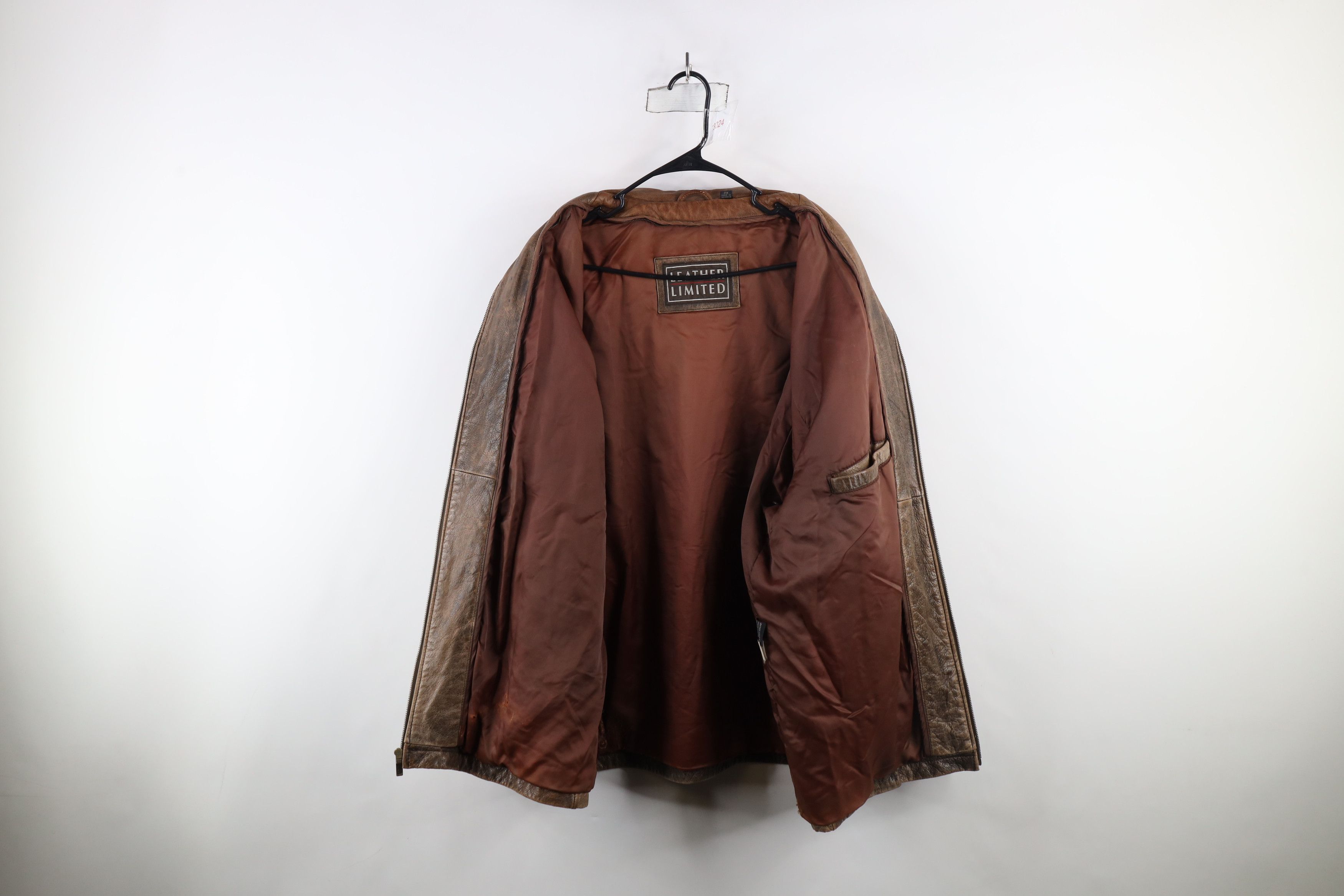 Vintage Vintage 90s Streetwear Distressed Full Zip Leather Jacket Size US XXL / EU 58 / 5 - 8 Thumbnail