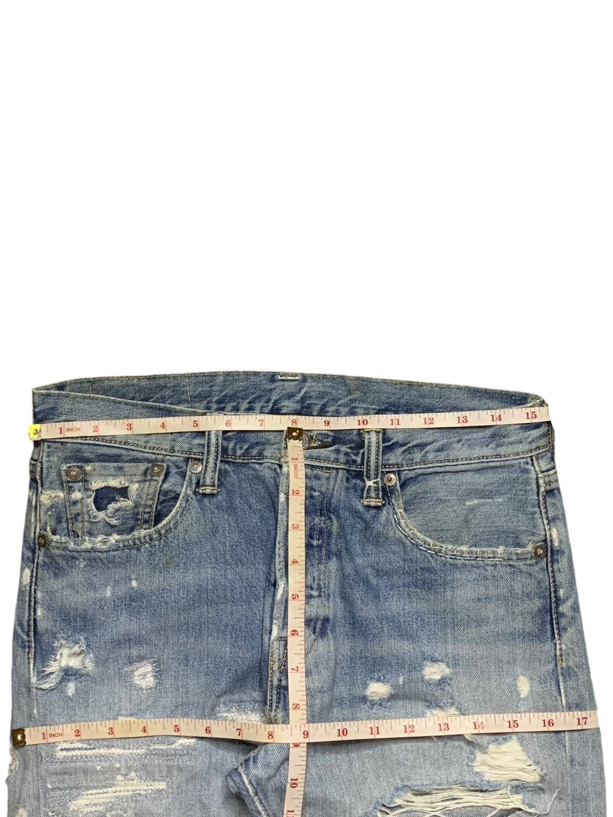 Levi's Vintage Levis 501 Mud Wash Distressed Patched Jeans Size US 31 - 13 Thumbnail