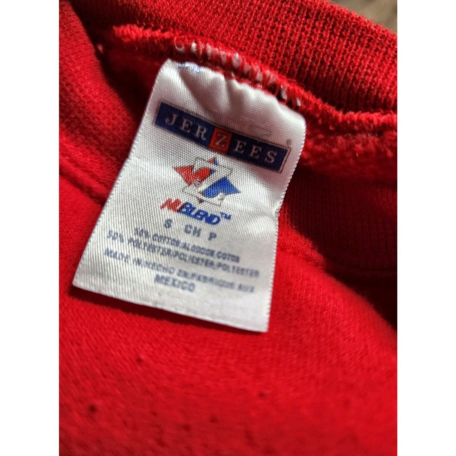 Jerzees VINTAGE 90s JERZEES Crewneck Sweatshirt Red Peace On Earth Design Unisex Adult Small Cotton Blend Size US S / EU 44-46 / 1 - 4 Thumbnail
