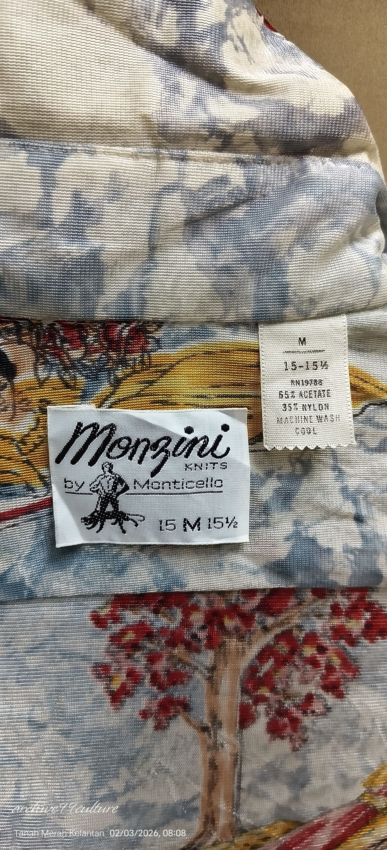 Vintage 70s Monzini by Monticello Novelty Print Disco shirt