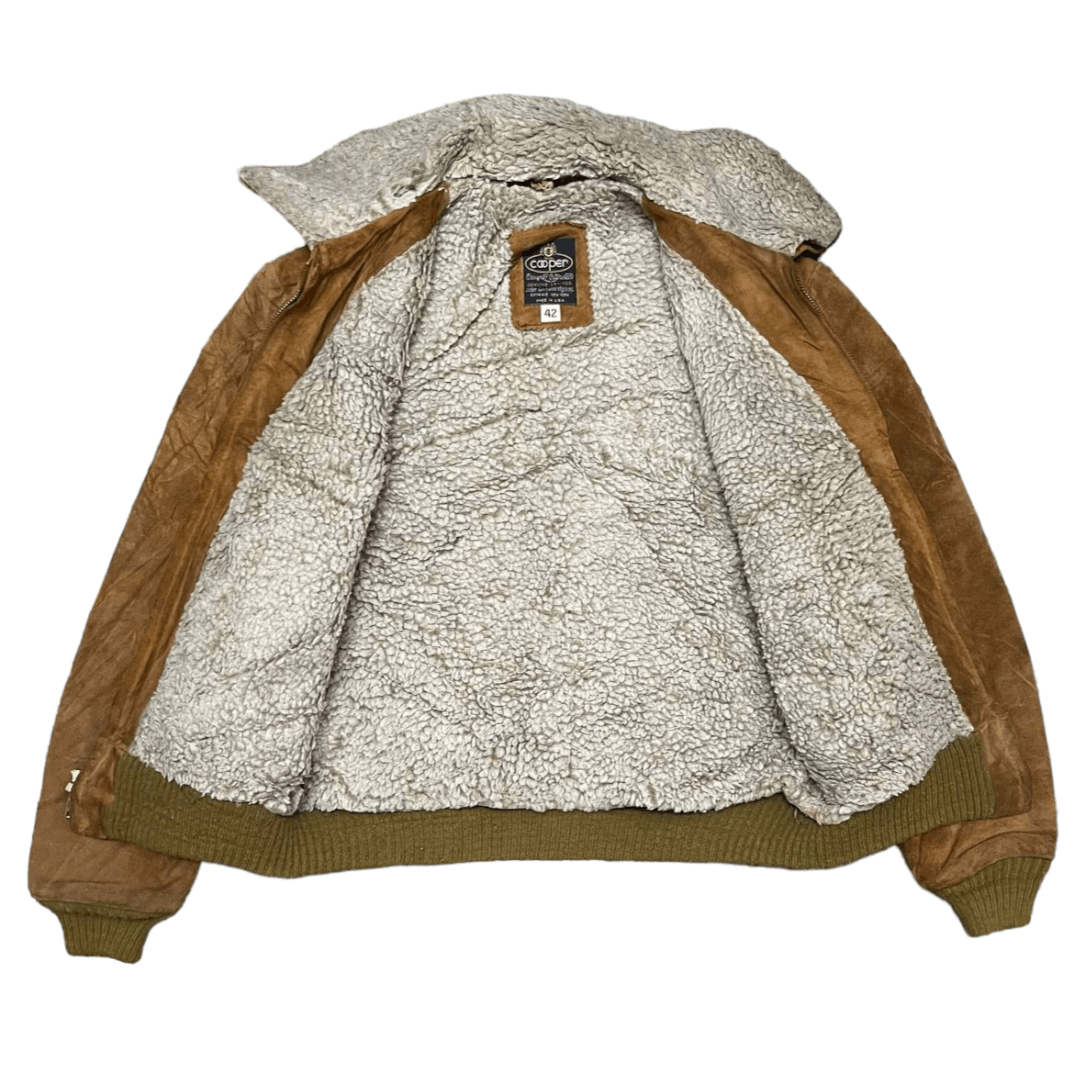 Vintag Cooper Genuine Leather Bomber Jacket Sherpa Lining