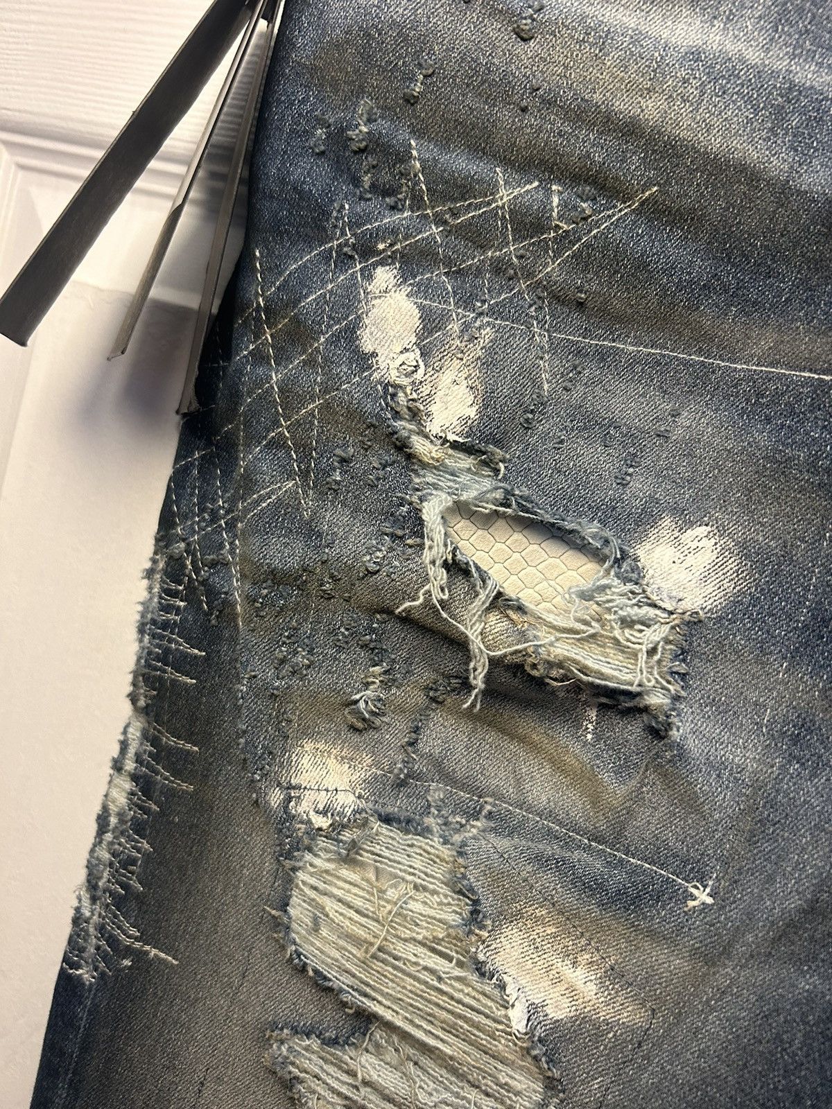 Other “RH45” Blue distressed skinny jeans with snake skin accents Size US 32 / EU 48 - 8 Thumbnail