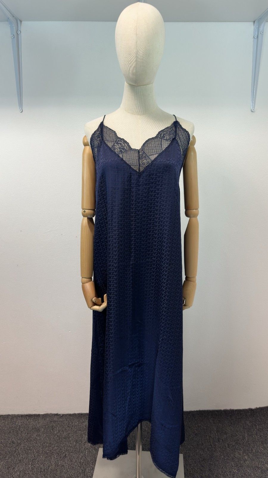 Zadig & Voltaire Zadig & Voltaire Risty Navy Blue Silk Dress Lace Trim Size XS / US 0-2 / IT 36-38 - 1 Thumbnail