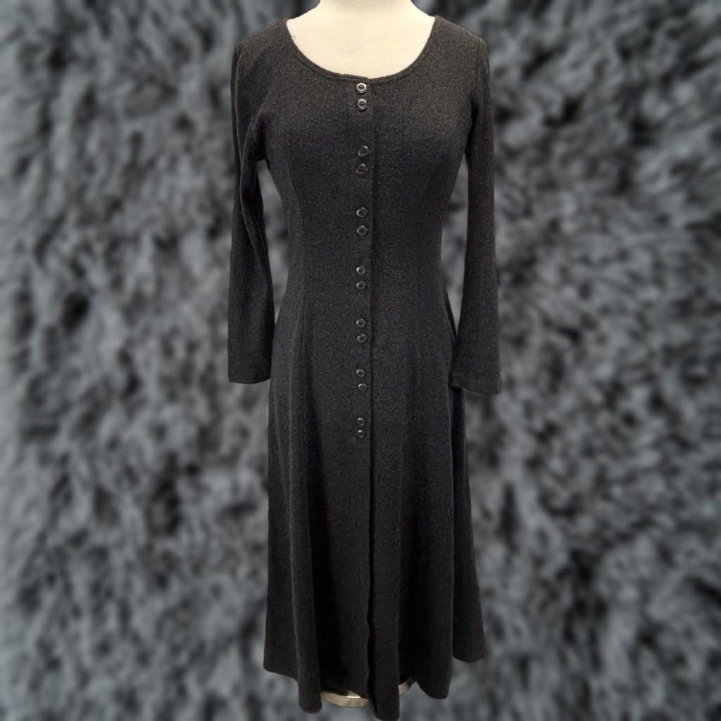 Vintage VINTAGE All That Jazz Midi Dress Juniors 7/8 Gray Button Front Prairie 90s Y2K Grunge Size M / US 6-8 / IT 42-44 - 1 Thumbnail