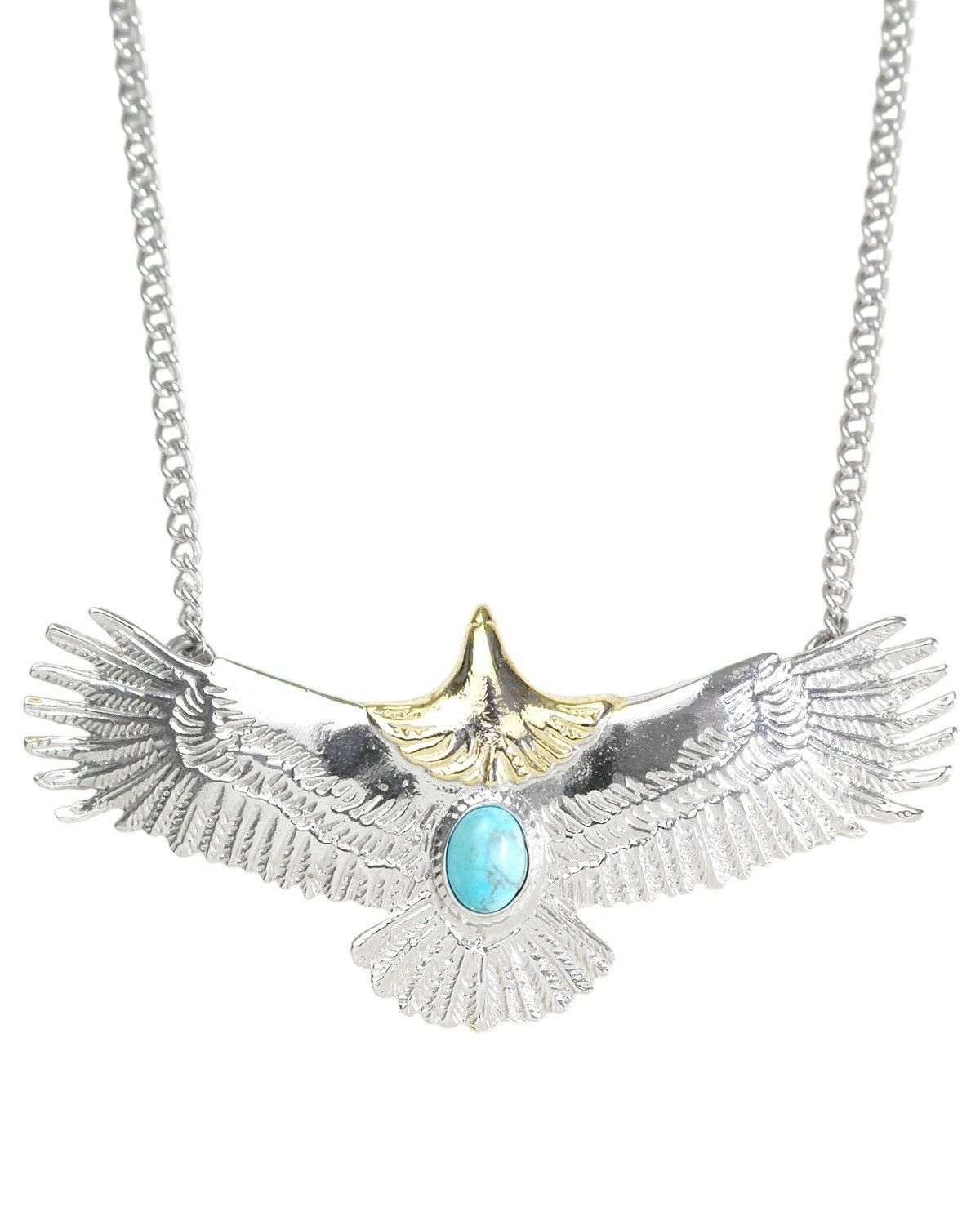 Vintage 2000S JAPANESE MADE TURQUOISE EAGLE EMBLEM NECKLACE Size ONE SIZE - 1 Thumbnail