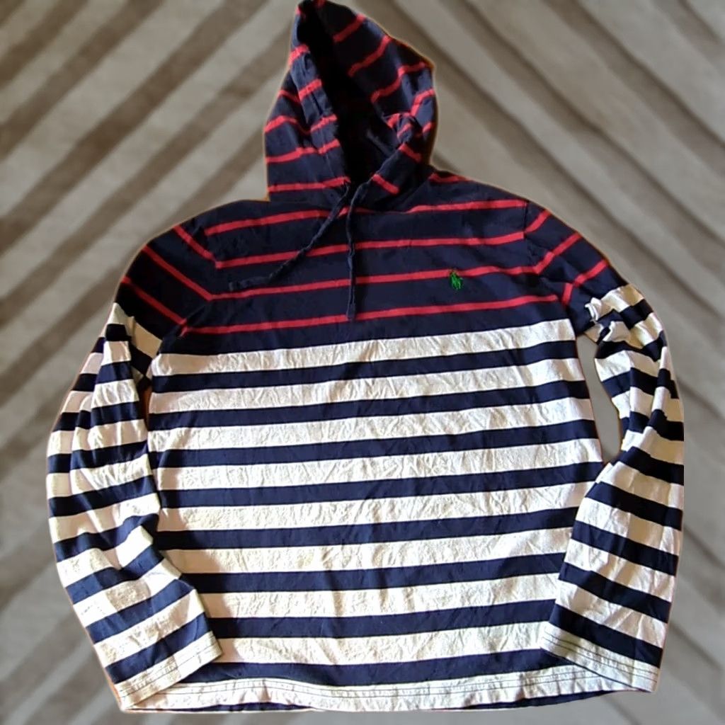 Ralph Lauren VINTAGE Polo Ralph Lauren M Shirt Mens White Red Blue Stripe Lightweight Hoodie Size US M / EU 48-50 / 2 - 1 Thumbnail