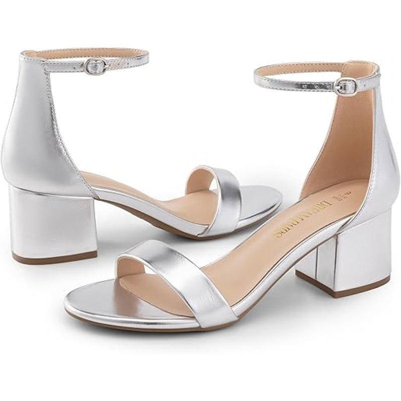 Other Dream Pairs Womens 8.5 Silver Block Heel Ankle Strap Sandals Size US 8.5 / IT 38.5 - 4 Thumbnail