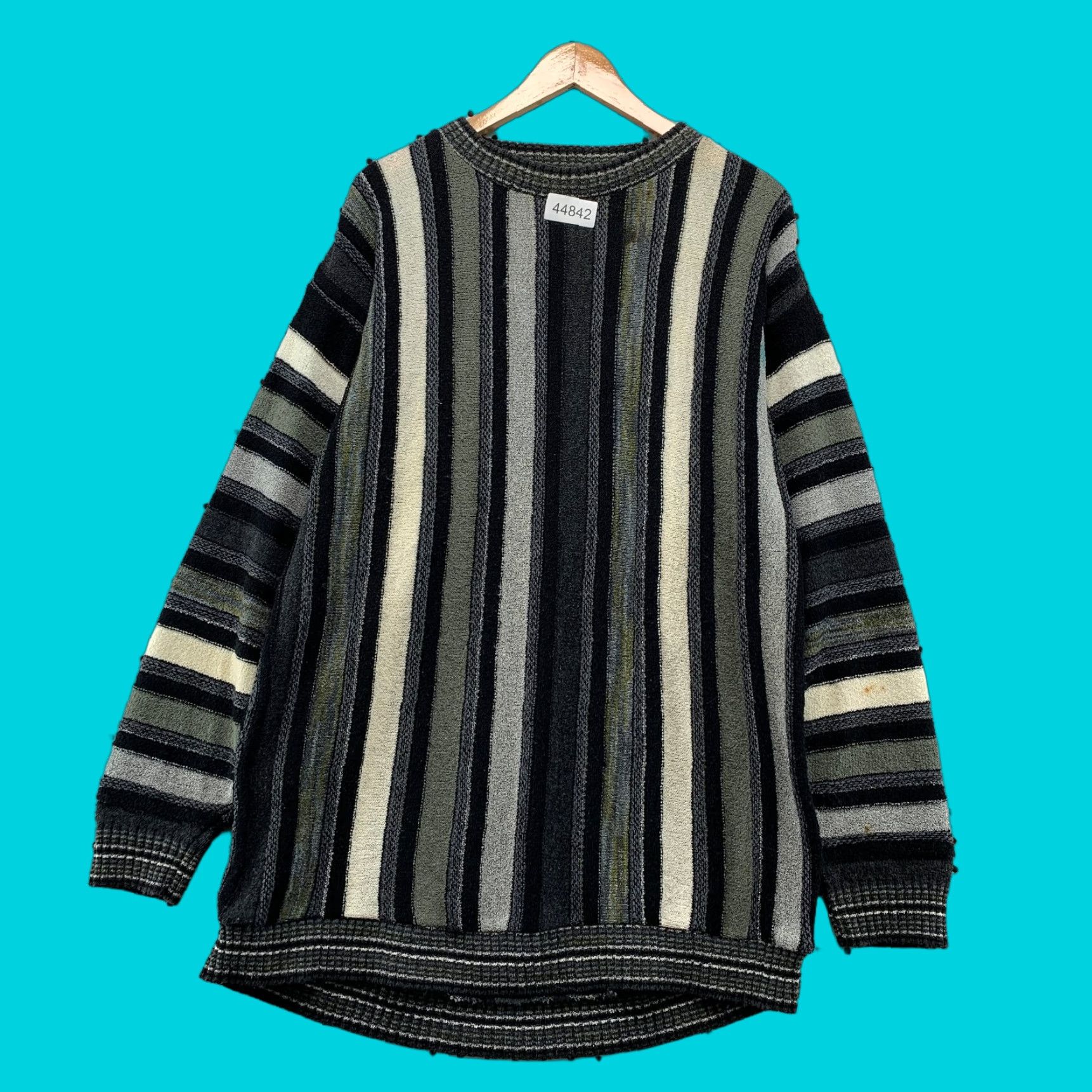 Vintage VINTAGE Protege Sweater Mens XL Tall Black White Striped 3D Knit Crew Neck Pullover 90s USA Size US XL / EU 56 / 4 - 1 Thumbnail