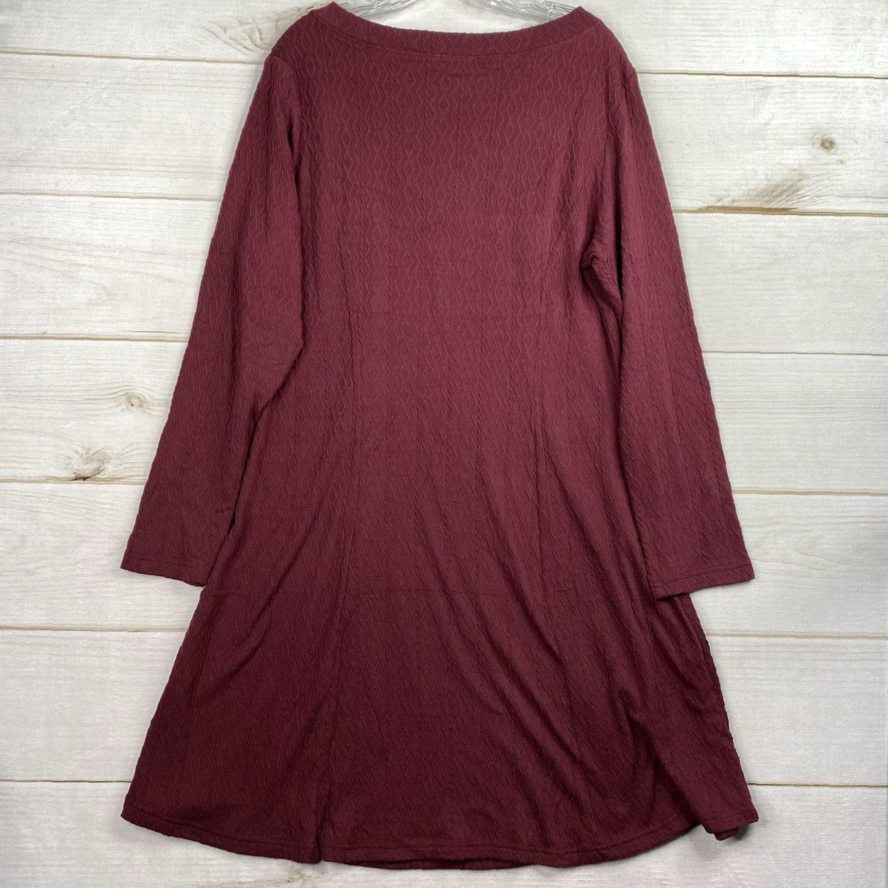 Vintage DressTells Dress 2XL Burgundy Long Sleeve Knit Pullover Textured Geometric NWT Size XXL / US 16-18 / IT 52-54 - 6 Thumbnail