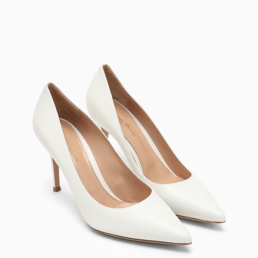 Gianvito Rossi o1d2blof0824 Leather Decollete in White Size US 6.5 / IT 36.5 - 2 Thumbnail