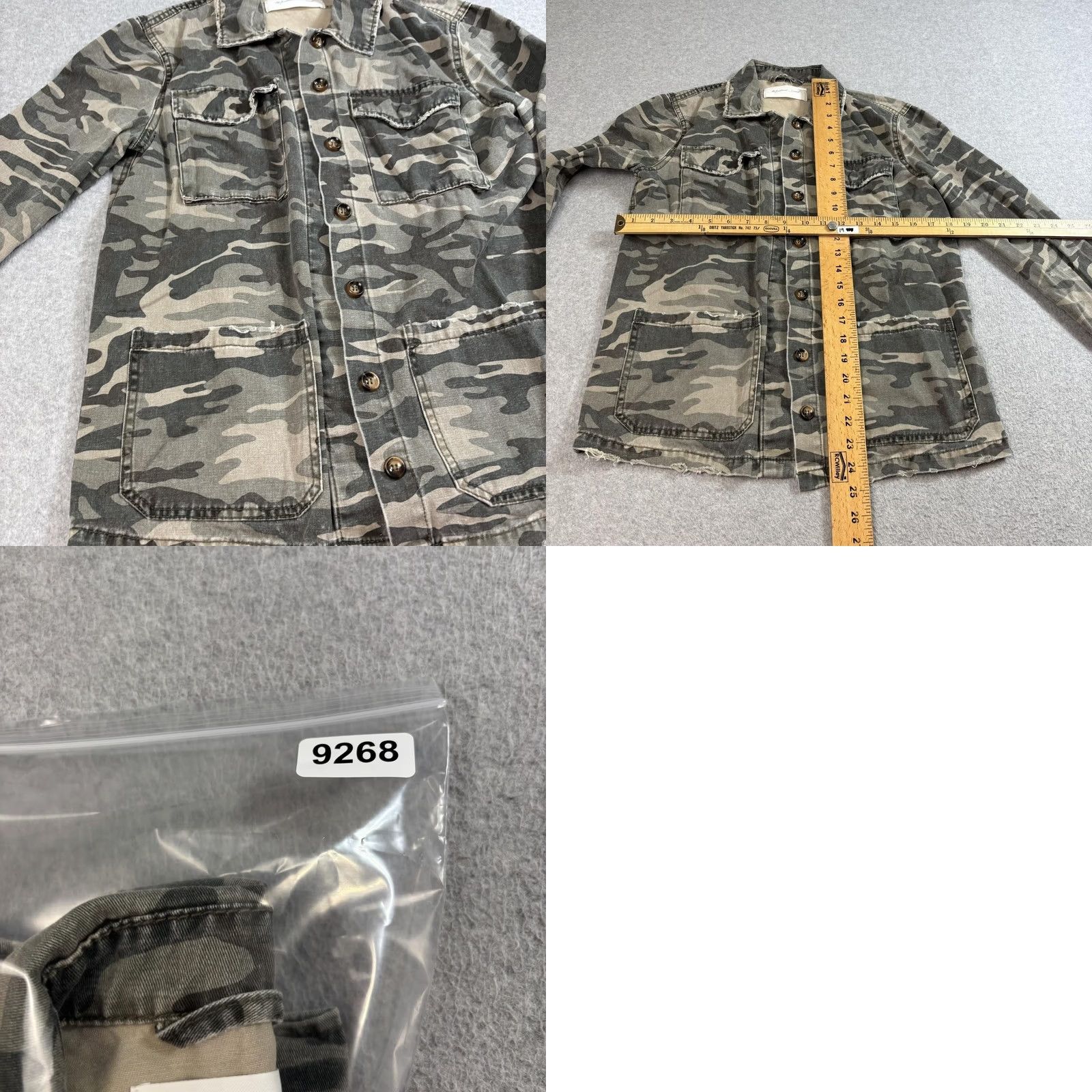 Vintage Mustard Seed Jacket Womens Small Camouflage Button Utility Distressed Chore Barn Military Jacket Pockets Collared Lightweight Fall Spring Size S / US 4 / IT 40 - 8 Thumbnail