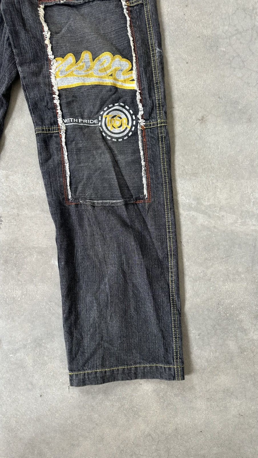 Japanese Brand Y2K TRANSER BAGGY PATCH DENIM PANT Size US 30 / EU 46 - 3 Thumbnail