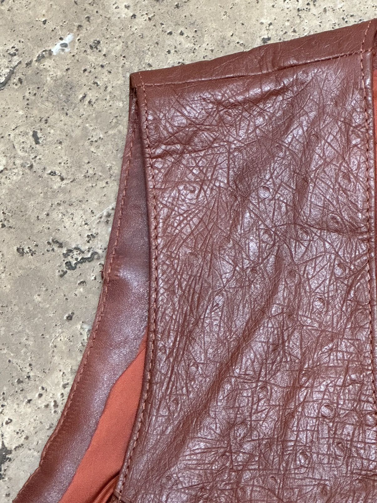 Other Concord 80’s Genuine Leather Vest Ostrich Cuervo Rust Size L / US 10 / IT 46 - 5 Thumbnail