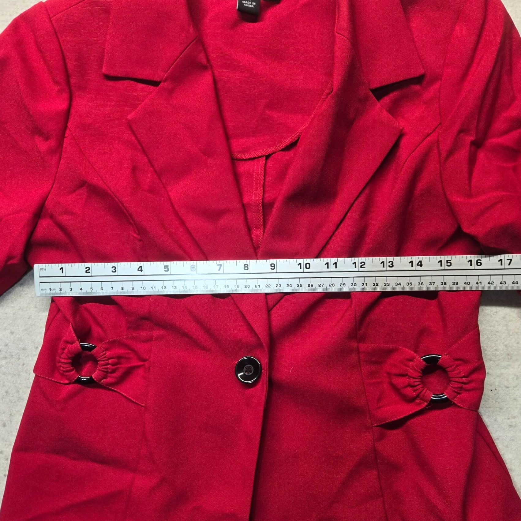 Vintage Perceptions Jacket Solid Red Coat Dress Casual Button Adult 10P Petite Women's Linen Blend Blouse Style Basic 10P Red Fall Spring Summer Winter Size L / US 10 / IT 46 - 6 Thumbnail