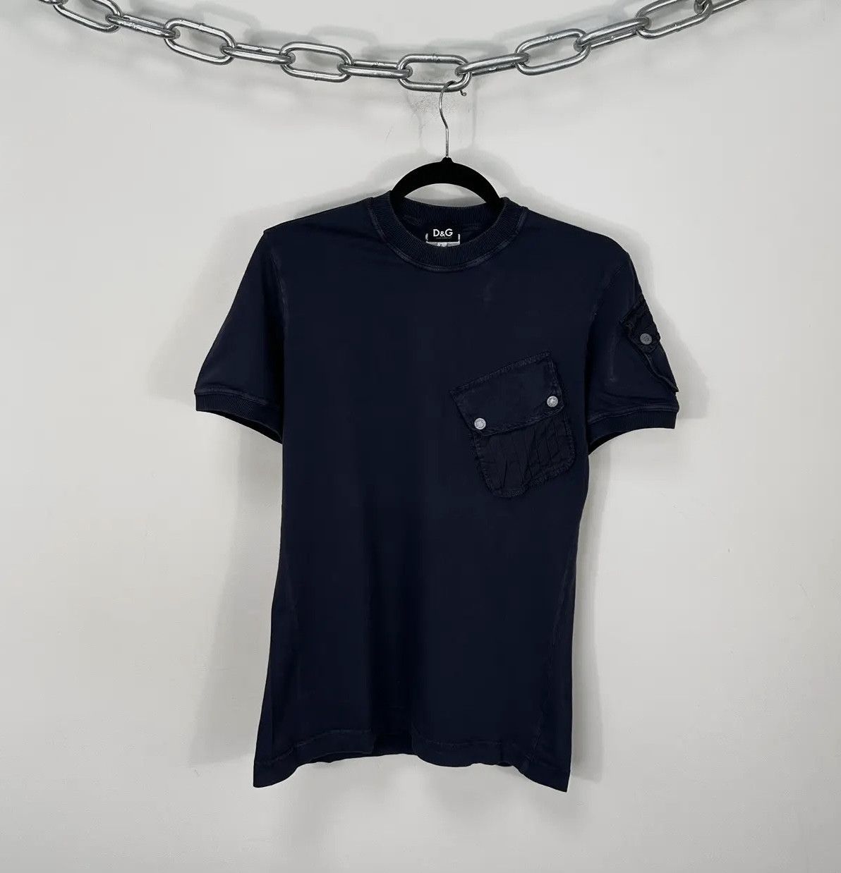 Dolce & Gabbana × Vintage Vintage Dolce & Gabbana Women's Avant Garde Navy Luxury Tee Size L / US 10 / IT 46 - 1 Thumbnail