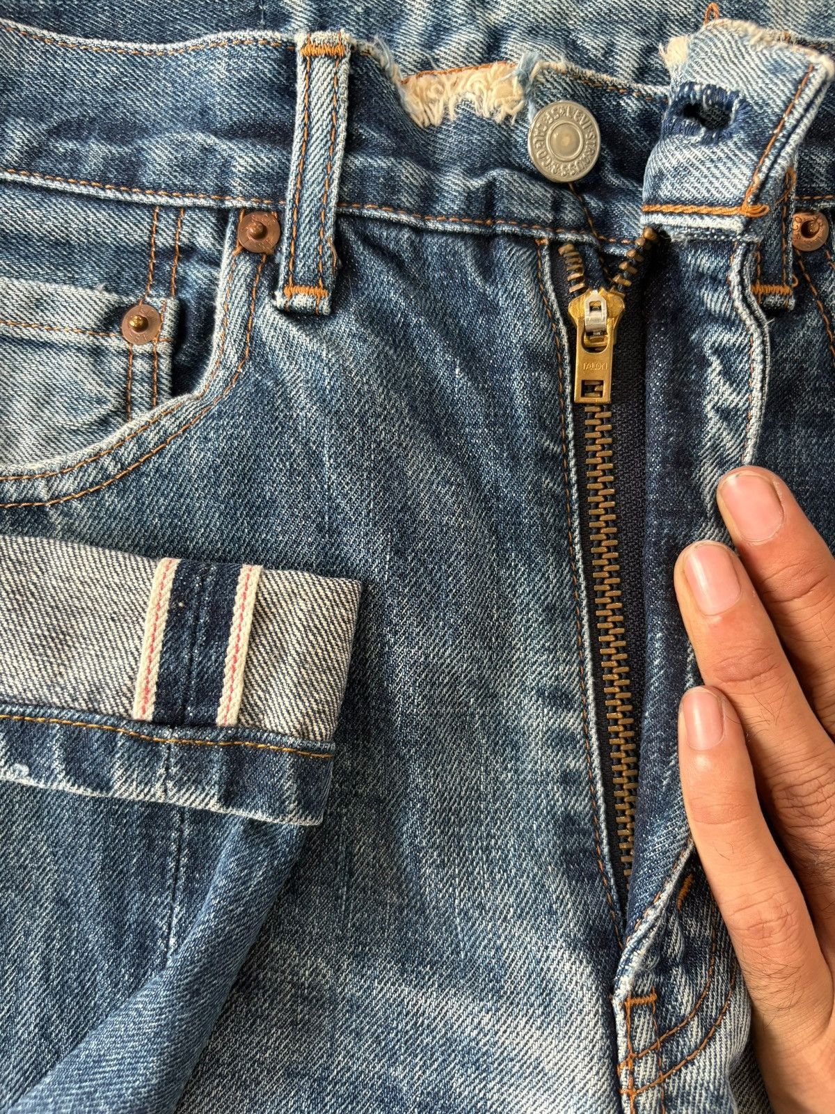Levi's Vintage Japanese Levis 502 Big E Selvedge Talon Dist Jeans Size US 29 - 4 Thumbnail