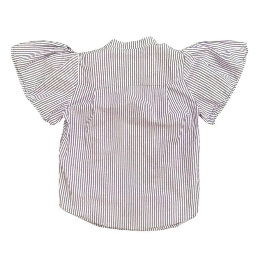 Adam Lippes Adam Lippes x RTR Tie Neck Stripped Top in Purple, Size US 4 Size S / US 4 / IT 40 - 8 Thumbnail