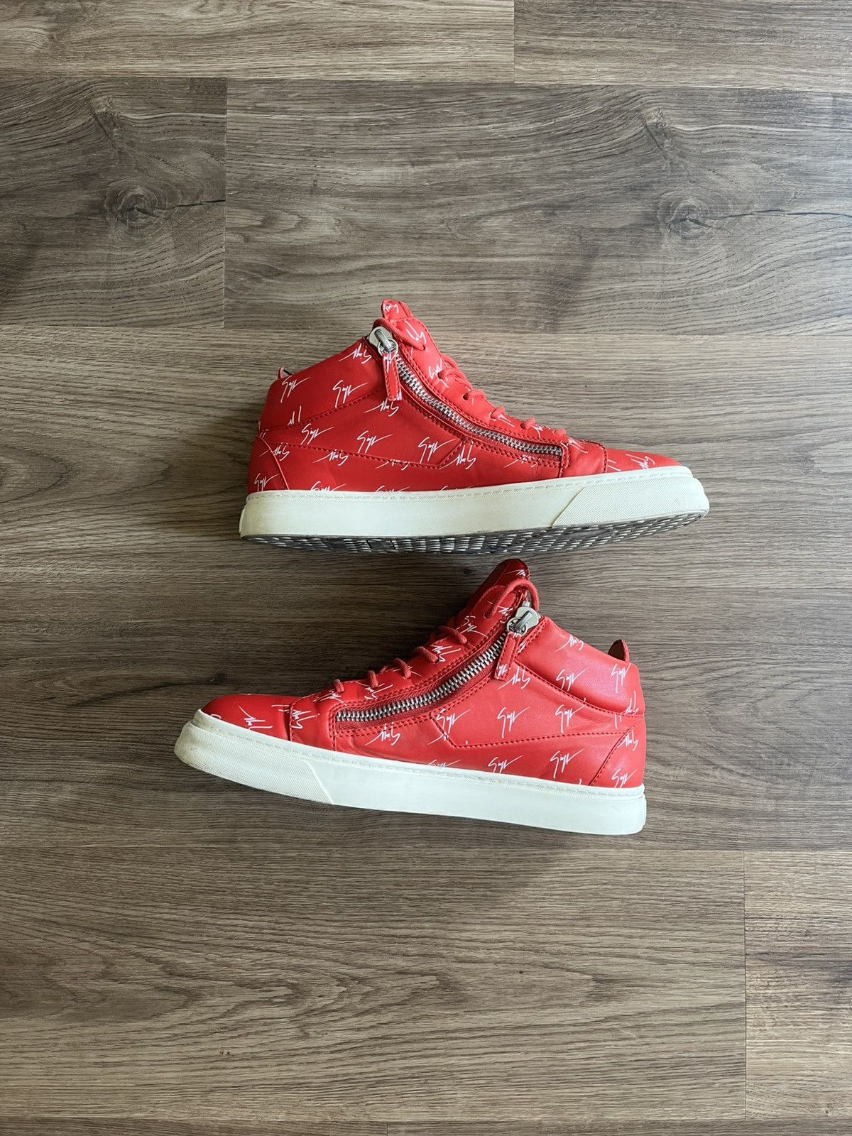 Giuseppe Zanotti Giuseppe Zanotti Shoing Trend High Top Trainer Red Size 42.5 Size US 9 / EU 42 - 3 Thumbnail