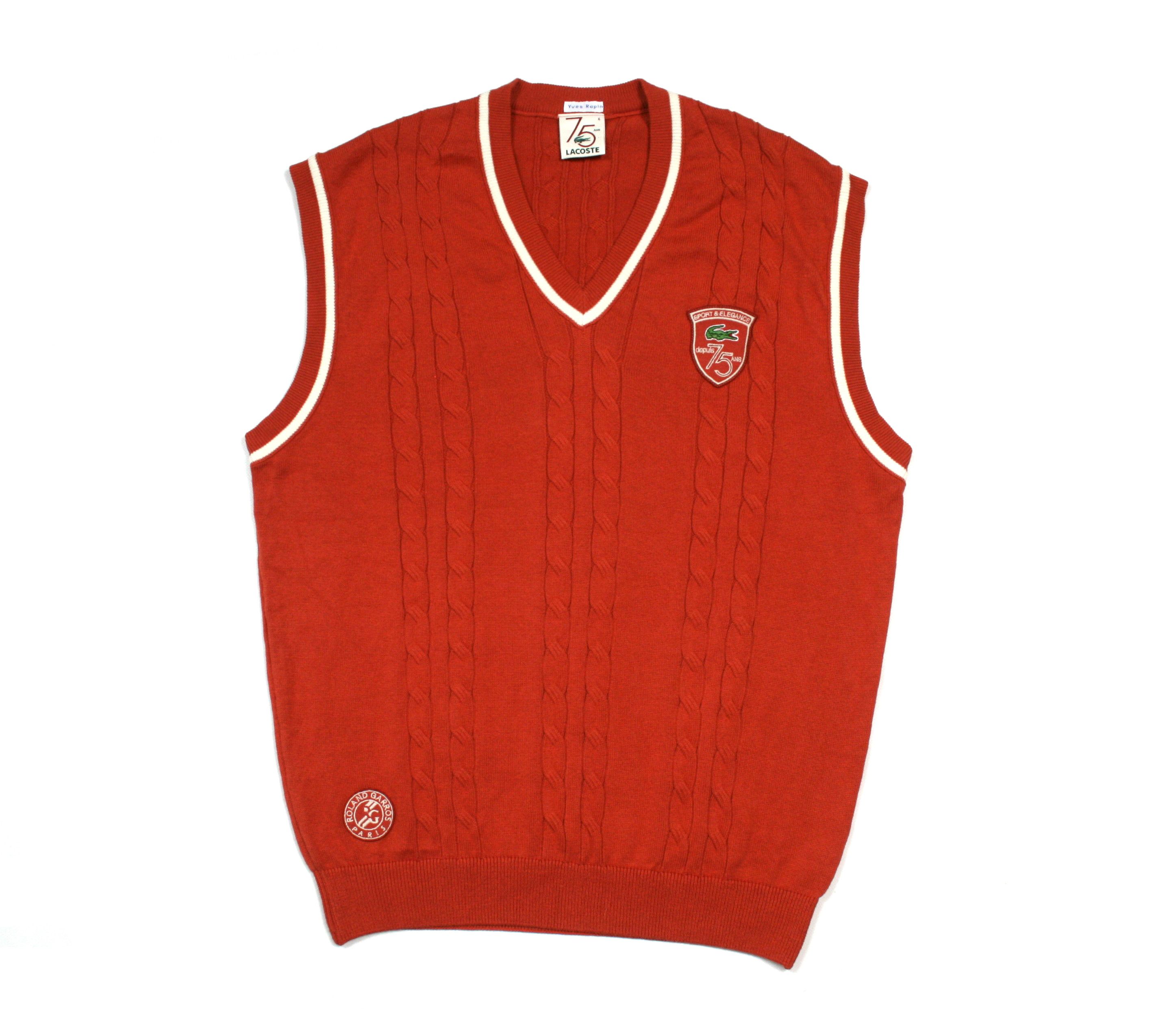 Lacoste Rolland Garros 75 Ans Cable Knit Vest Size US M / EU 48-50 / 2 - 1 Thumbnail