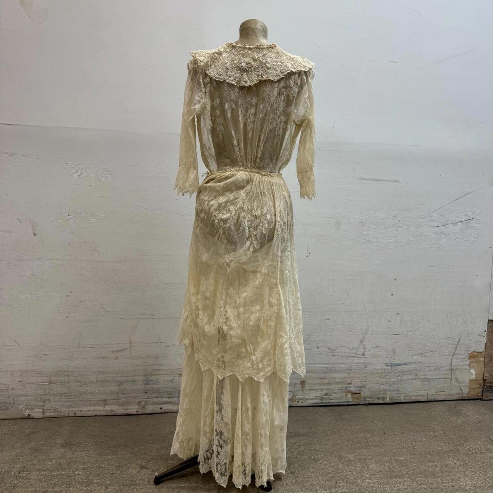 Other Antique Edwardian Tea Dress 1900s Bridal Wedding Lace Size XS / US 0-2 / IT 36-38 - 8 Thumbnail