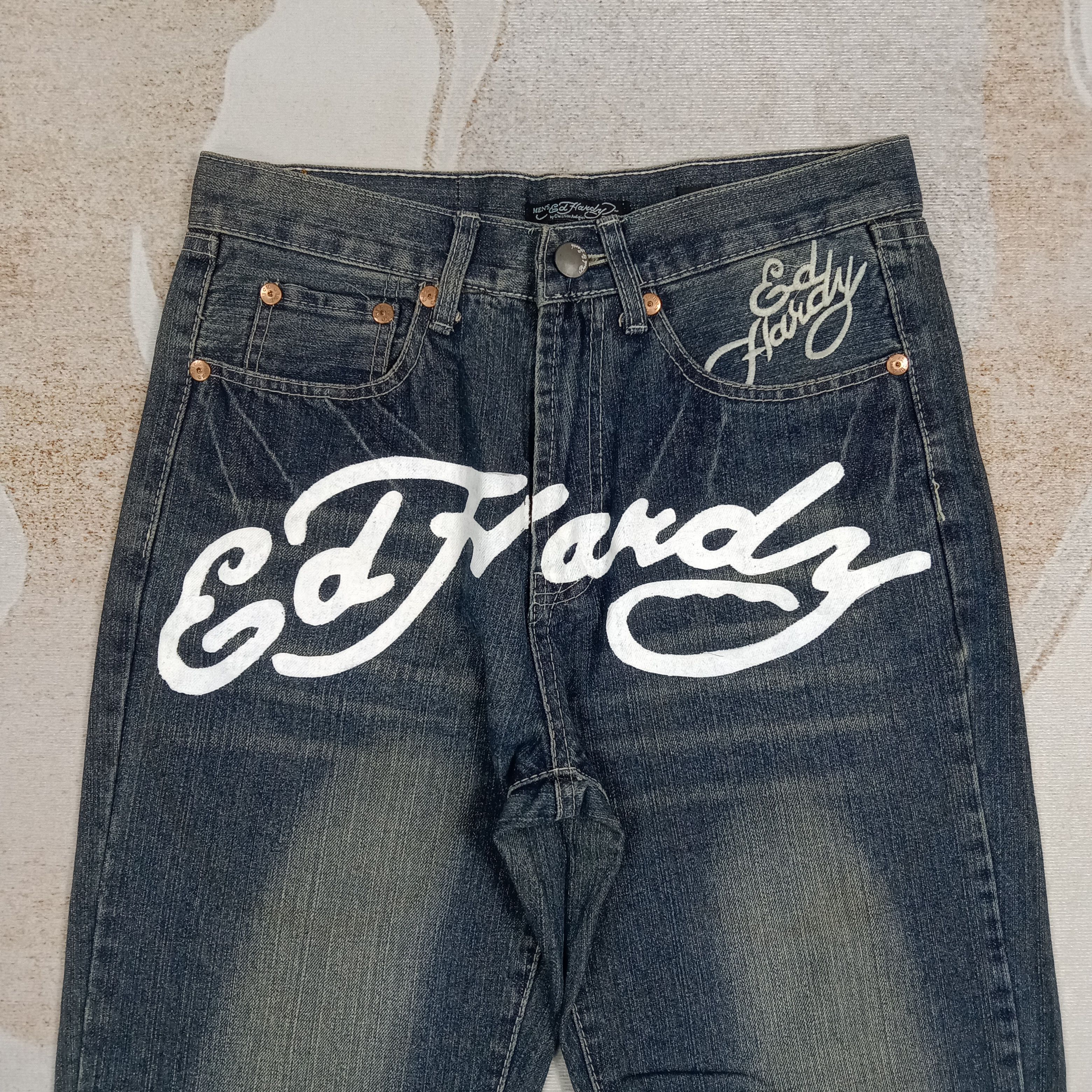 Ed Hardy Ed Hardy by Christian Audigier Baggy Denim Jeans C272N1 Size US 31 - 7 Thumbnail