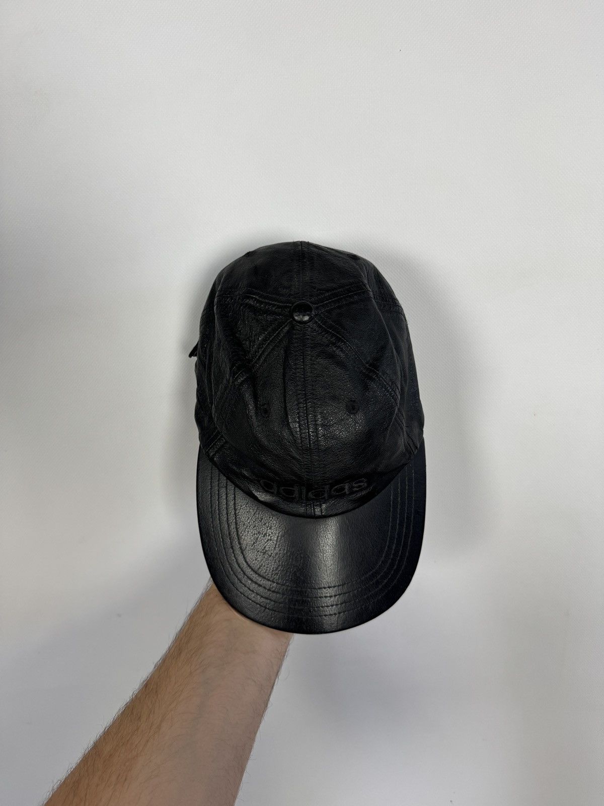 Adidas Rare Vintage 90s Adidas Black Leather Baseball Cap One Size Size ONE SIZE - 3 Thumbnail
