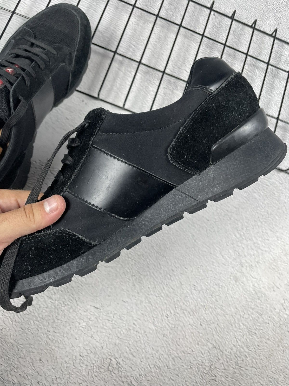 Prada × Vintage Prada Match Race Sneakers 44 Black Suede Shoes Size US 10.5 / EU 43-44 - 14 Thumbnail