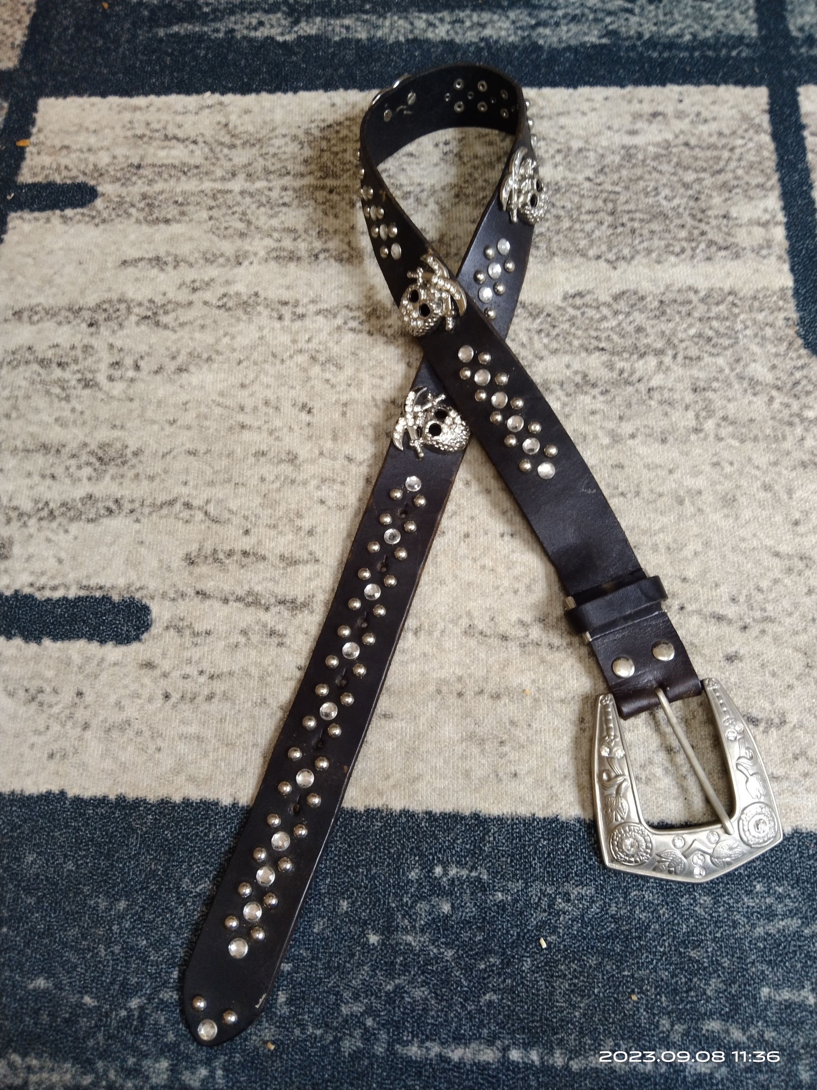 Leather SiCK LEATHER BELT SWAROVSKI SKULL PIRATEs(SIZE 28-33 INCH) Size ONE SIZE - 4 Thumbnail