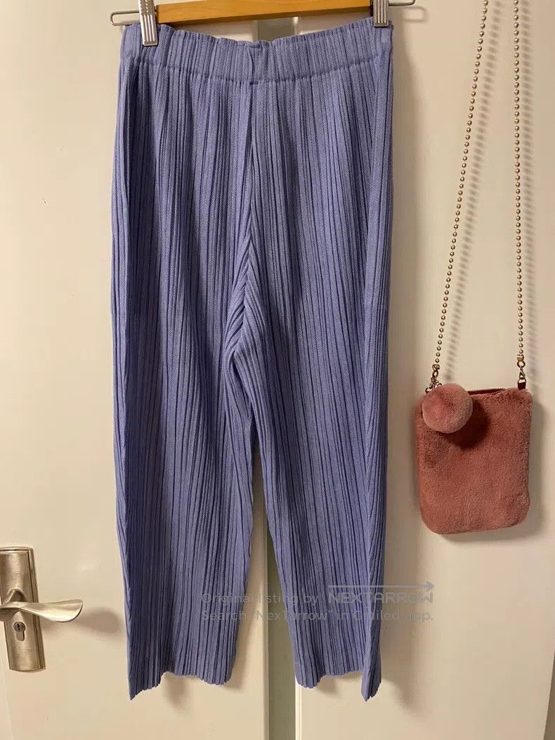 Issey Miyake Issey Miyake Cotton-Blend Misty Blue Women's Pants Size 25" / US 0 / IT 36 - 2 Thumbnail