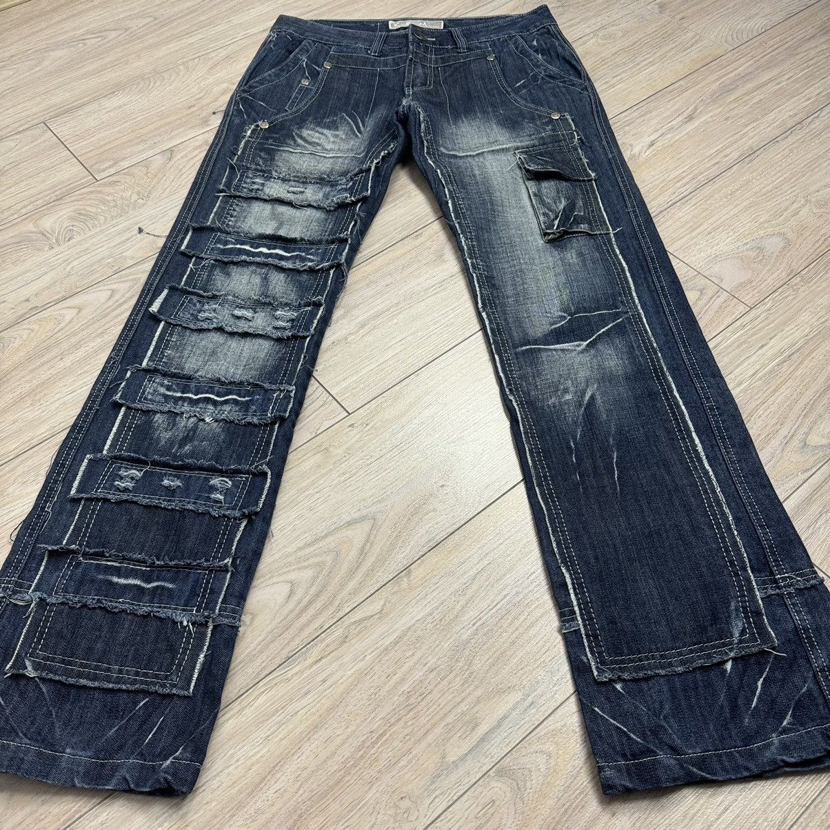 If Six Was Nine Y2K Opium Japanese Style Patchwork Semantic Kosmo Lupo Jeans Size US 32 / EU 48 - 4 Thumbnail