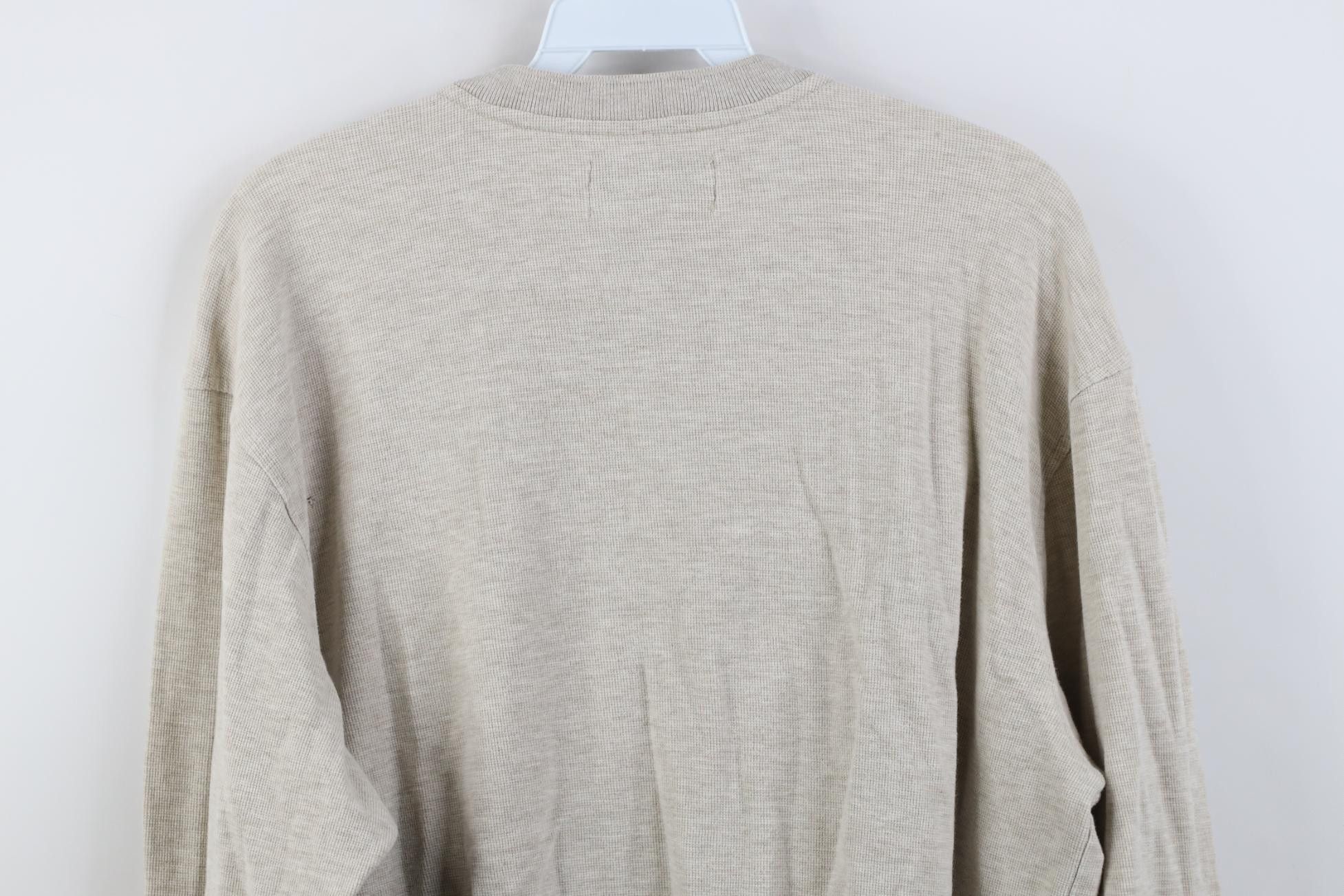 Vintage Vintage 90s Streetwear Waffle Knit Henley T-Shirt Beige Size US L / EU 52-54 / 3 - 12 Thumbnail