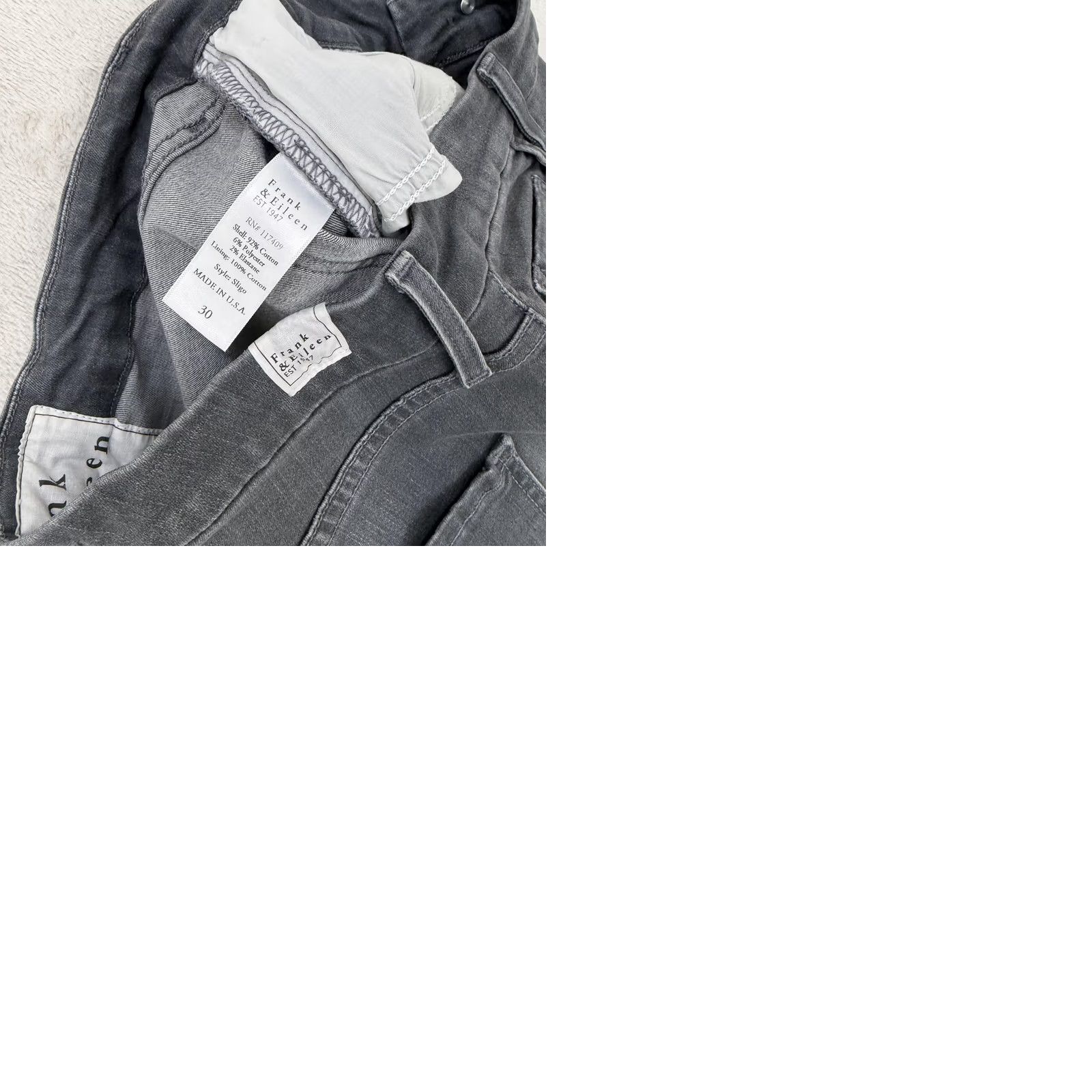 Frank & Eileen Frank & Eileen Sligo Jeans Womens 30 Gray Mid Rise Skinny Stretch Denim Raw Hem Pants Skinny Jeans 5-Pocket Womens Size 30" / US 8 / IT 44 - 10 Thumbnail