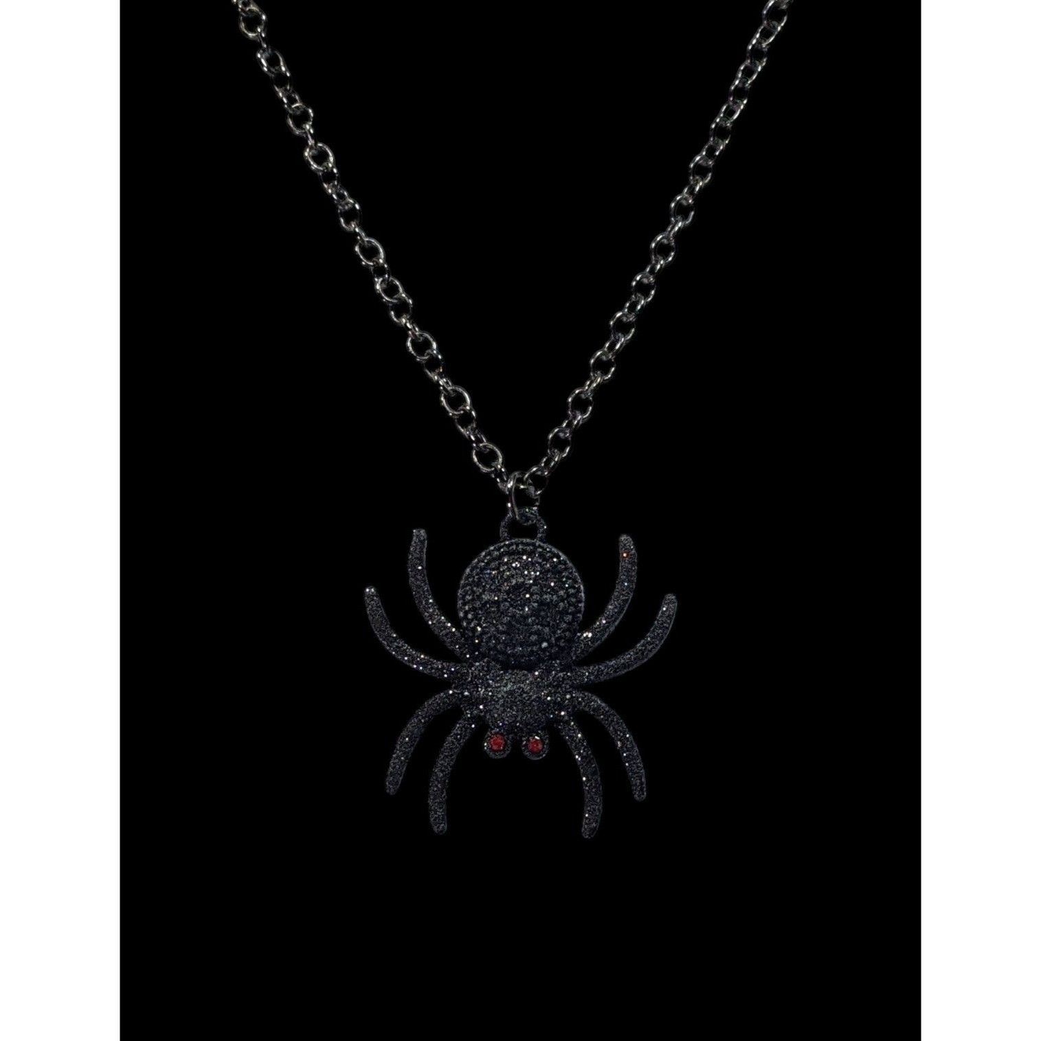 Other Gothic Halloween Black Glitter Spider Necklace Size ONE SIZE - 5 Thumbnail