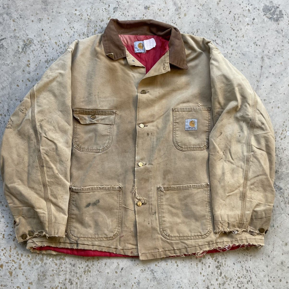 Carhartt × Vintage Vintage brown Carhartt chore jacket w/ red quilted lining Size US XL / EU 56 / 4 - 4 Thumbnail