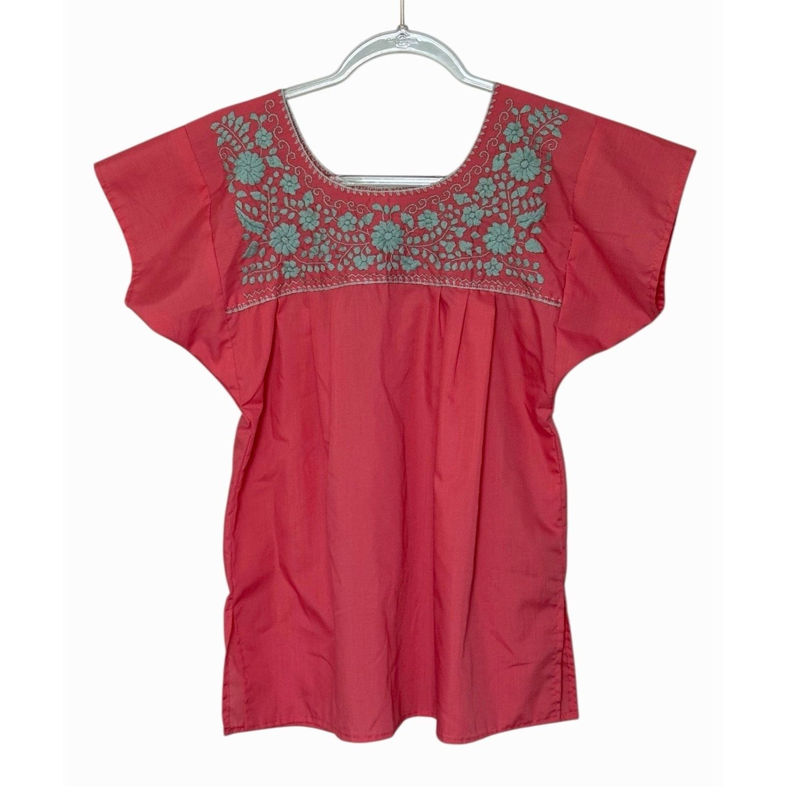 Other Mexican Floral Embroidered Pink Salmon Peasant Blouse M NEW Size M / US 6-8 / IT 42-44 - 2 Thumbnail