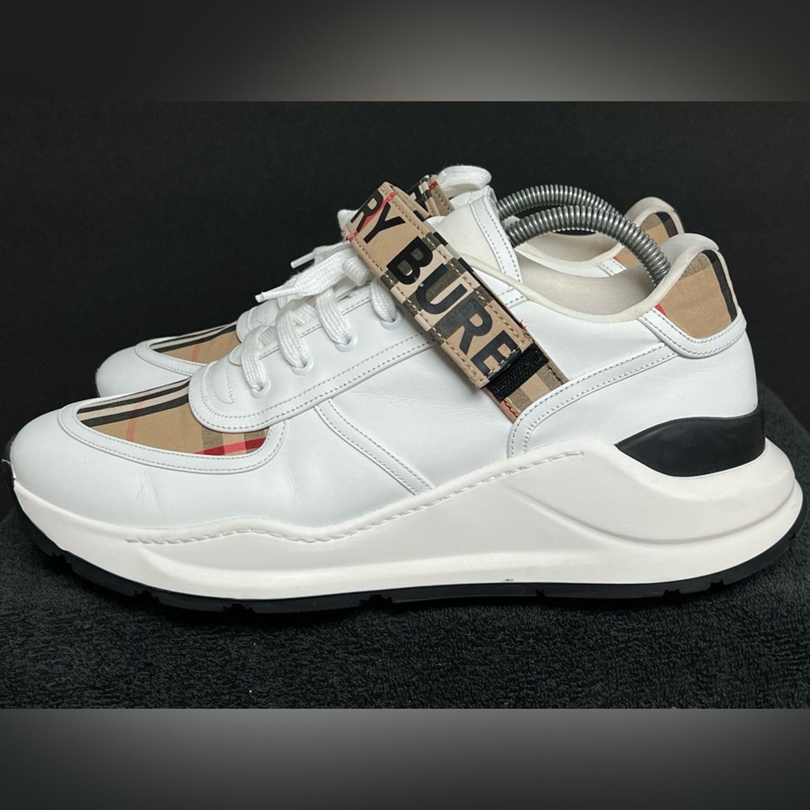image of Burberry Ronnie Low Check Sneaker 'beige' Worn Once in White, Men's (Size 10)