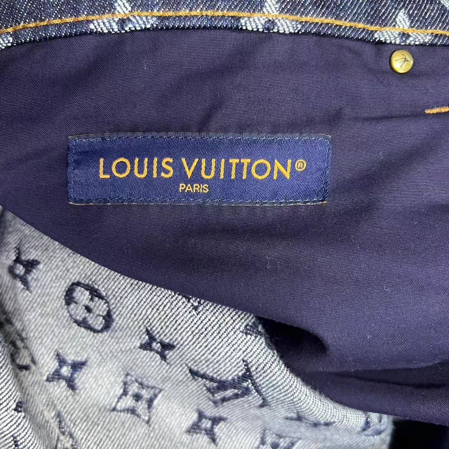 Louis Vuitton LV Navy Logo Jacquard Mid-Waist Straight Jean 33 Size US 33 - 3 Thumbnail