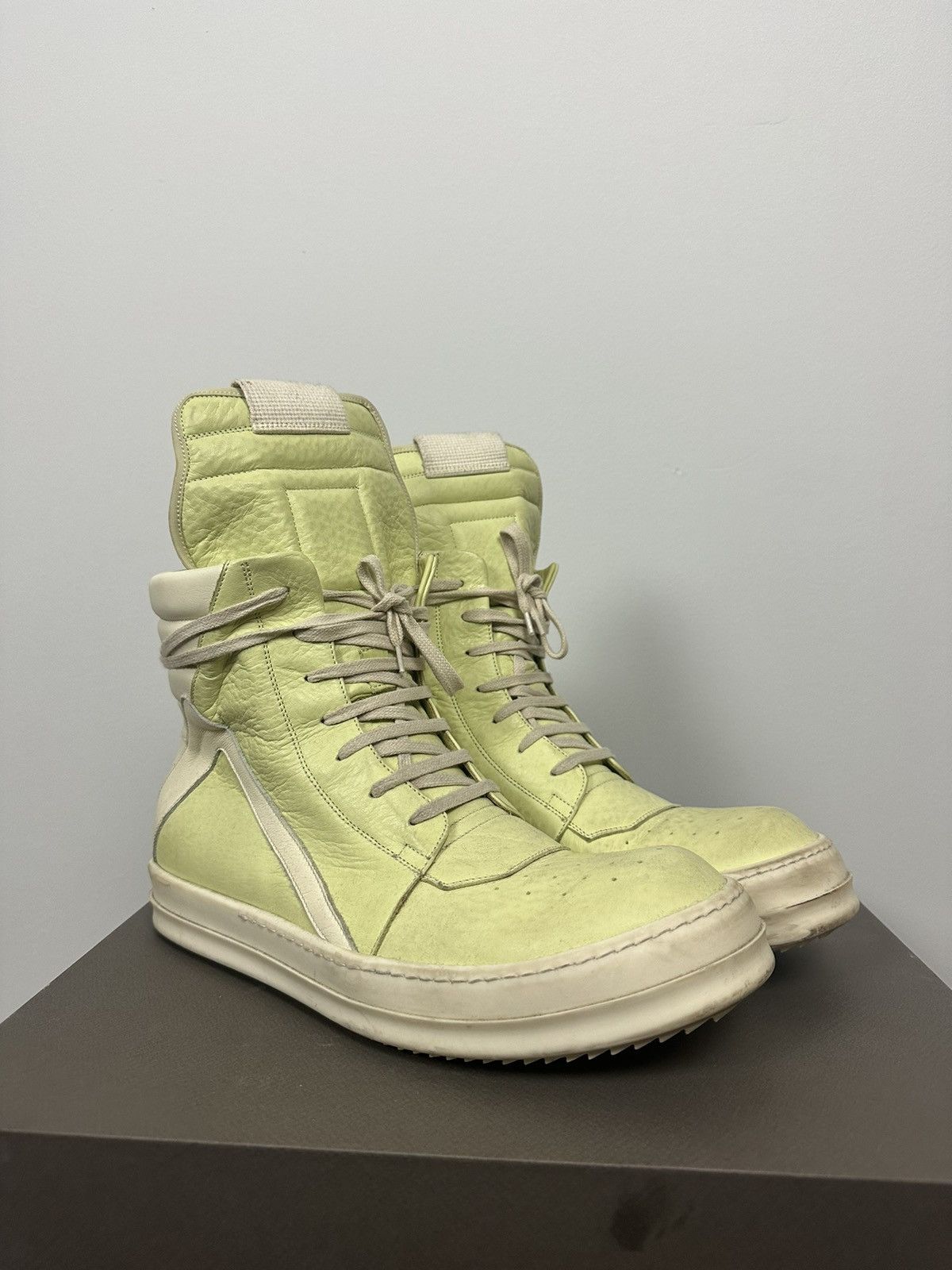 Rick Owens FW18 ‘SISYPHUS’ Lime Geobasket Sneakers Size US 10 / EU 43 - 12 Thumbnail