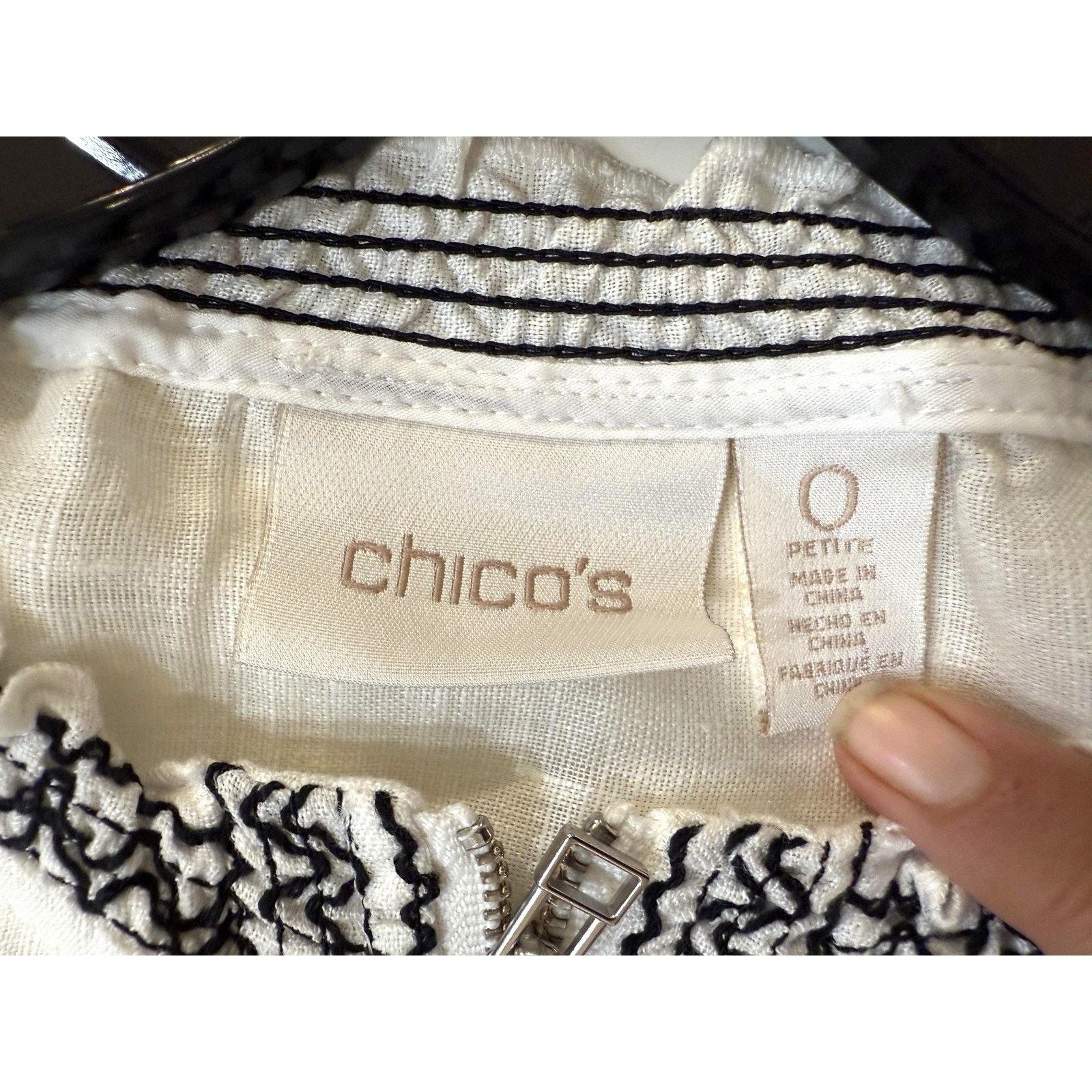 Chicos Chicos Jacket Womens 0 Petite White Black Embroidered Boho Size S / US 4 / IT 40 - 4 Thumbnail