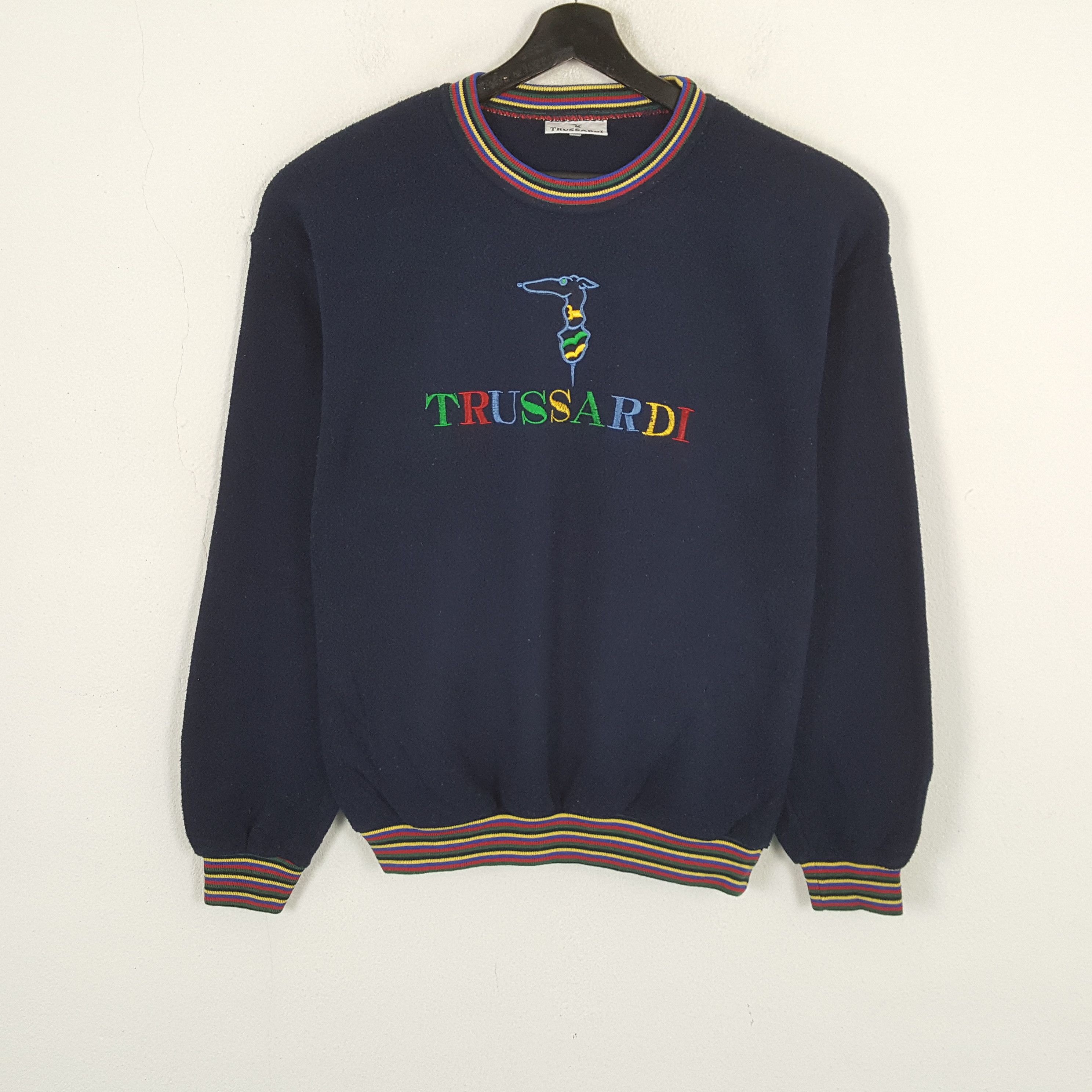 Trussardi × Vintage TRUSSARDI Logo Spellout Colours Design Sweatshirt Size US M / EU 48-50 / 2 - 1 Thumbnail