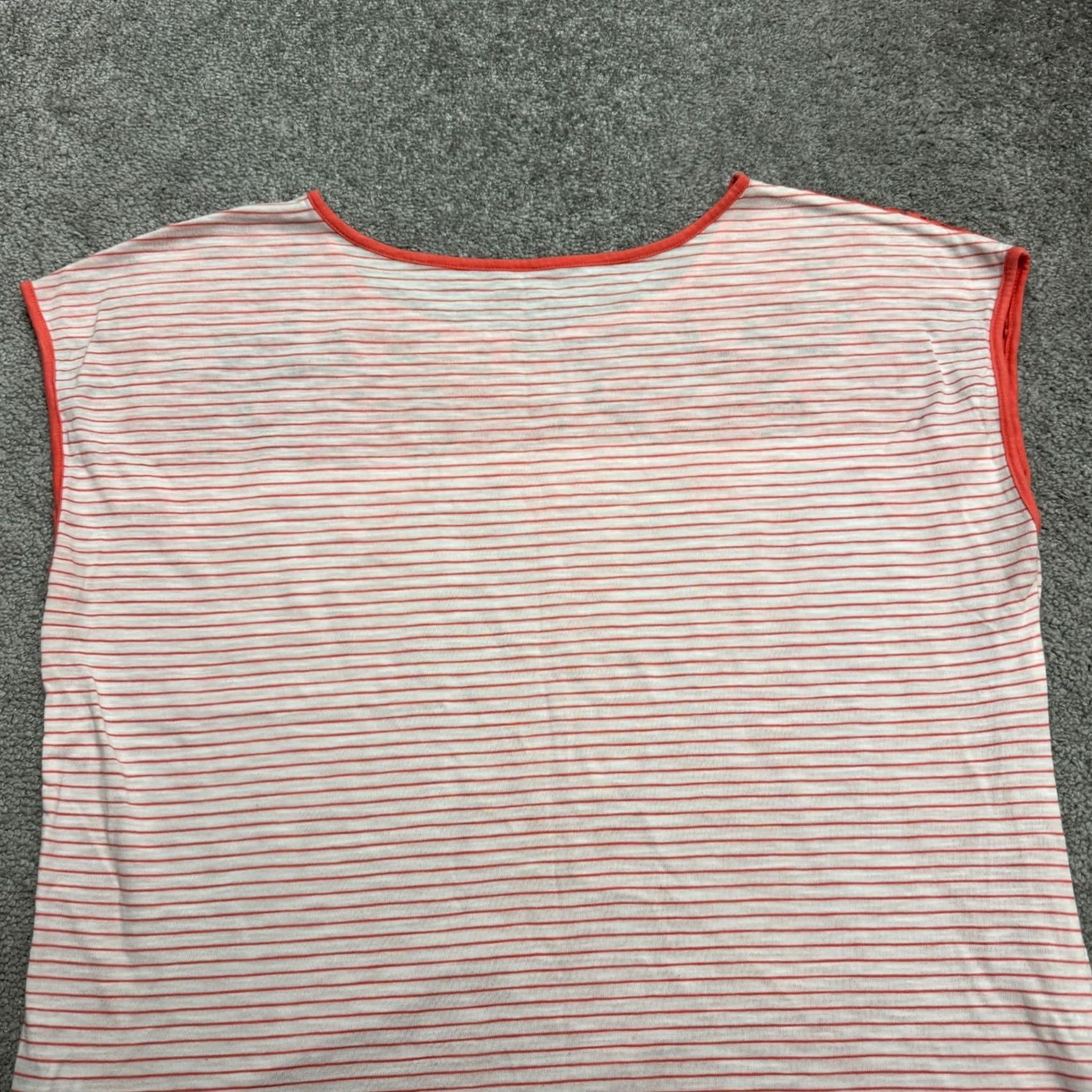 Vintage St. John's Bay Blouse Womens XL Orange Striped Crochet Embroidered Knit Round Neck Short Sleeve Size XL / US 12-14 / IT 48-50 - 3 Thumbnail