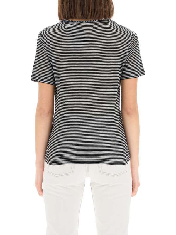 Saint Laurent Paris o1la1rc1a0425 647325 Striped Cassandre T-Shirt In Jersey Size S / US 4 / IT 40 - 3 Thumbnail