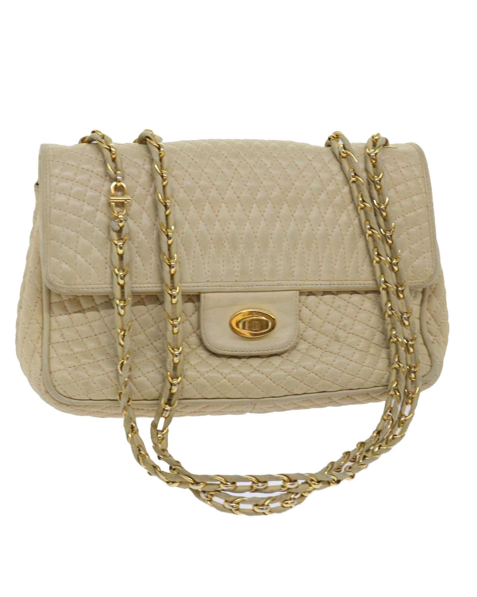 image of Bally Relaxed Beige Leather Shoulder Bag, Women's