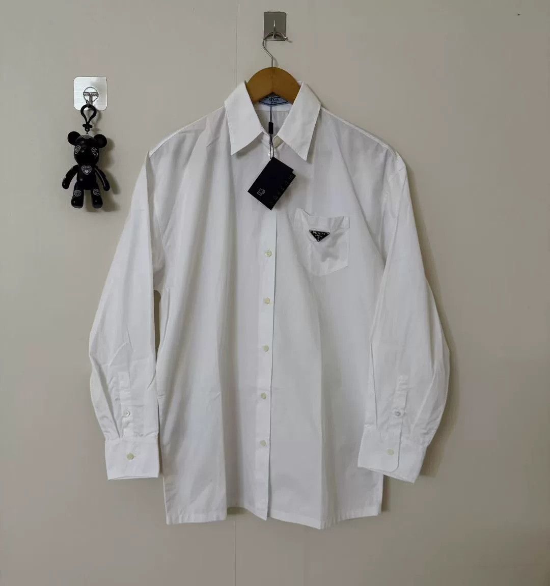 Prada Prada Triangle Logo White Long Sleeve Shirt Size US M / EU 48-50 / 2 - 1 Thumbnail