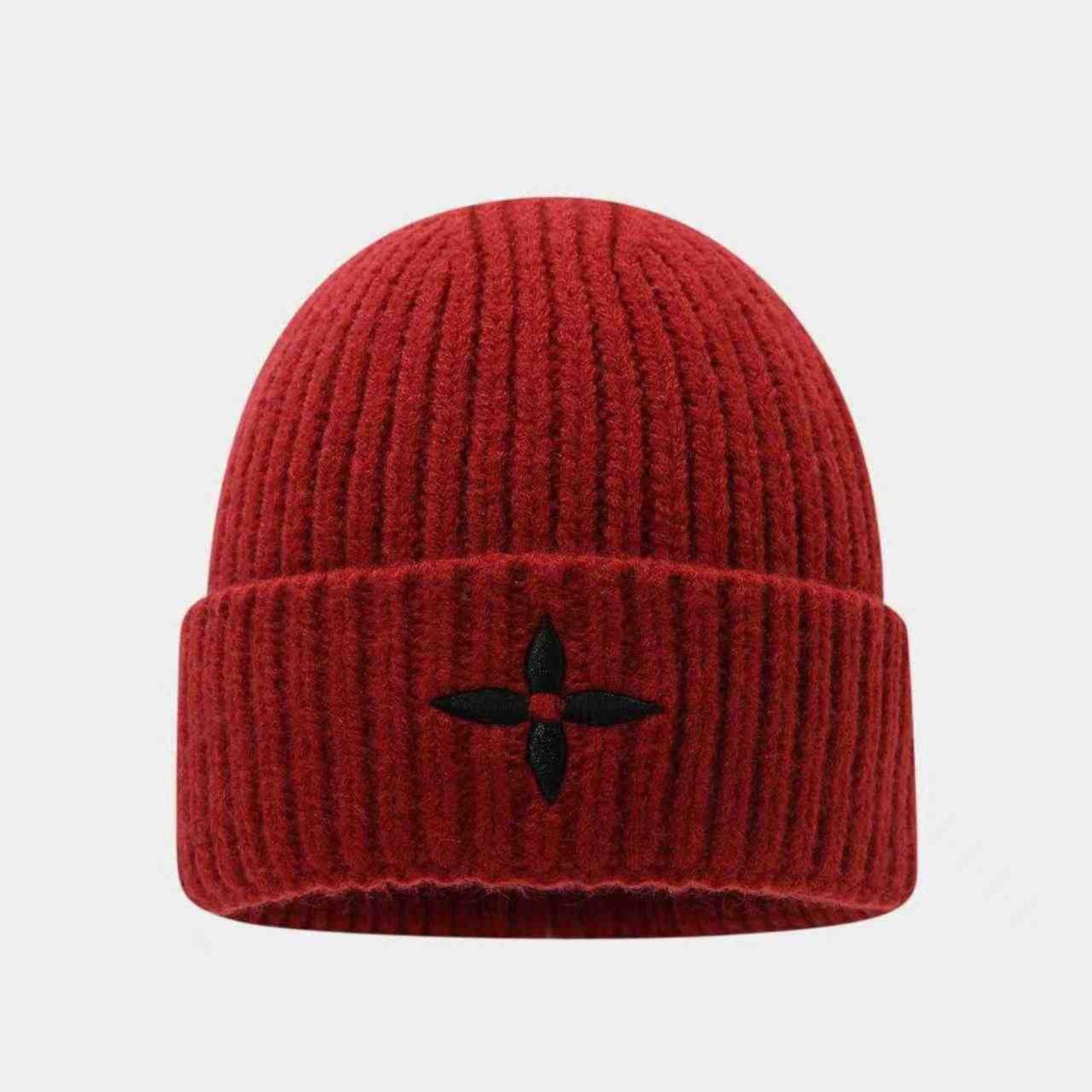 Other Four-Petal Flower Ribbed Knit Beanie Hat Size ONE SIZE - 3 Thumbnail